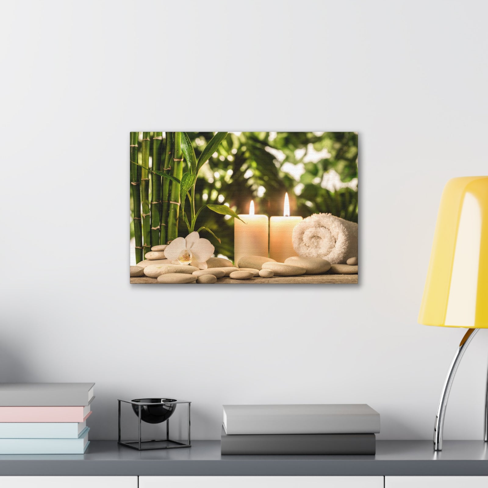 Green Bamboo Leaves Forest Floral Nature Photography Canvas Wall Art for Home Decor Ready-to-Hang-Express Your Love Gifts