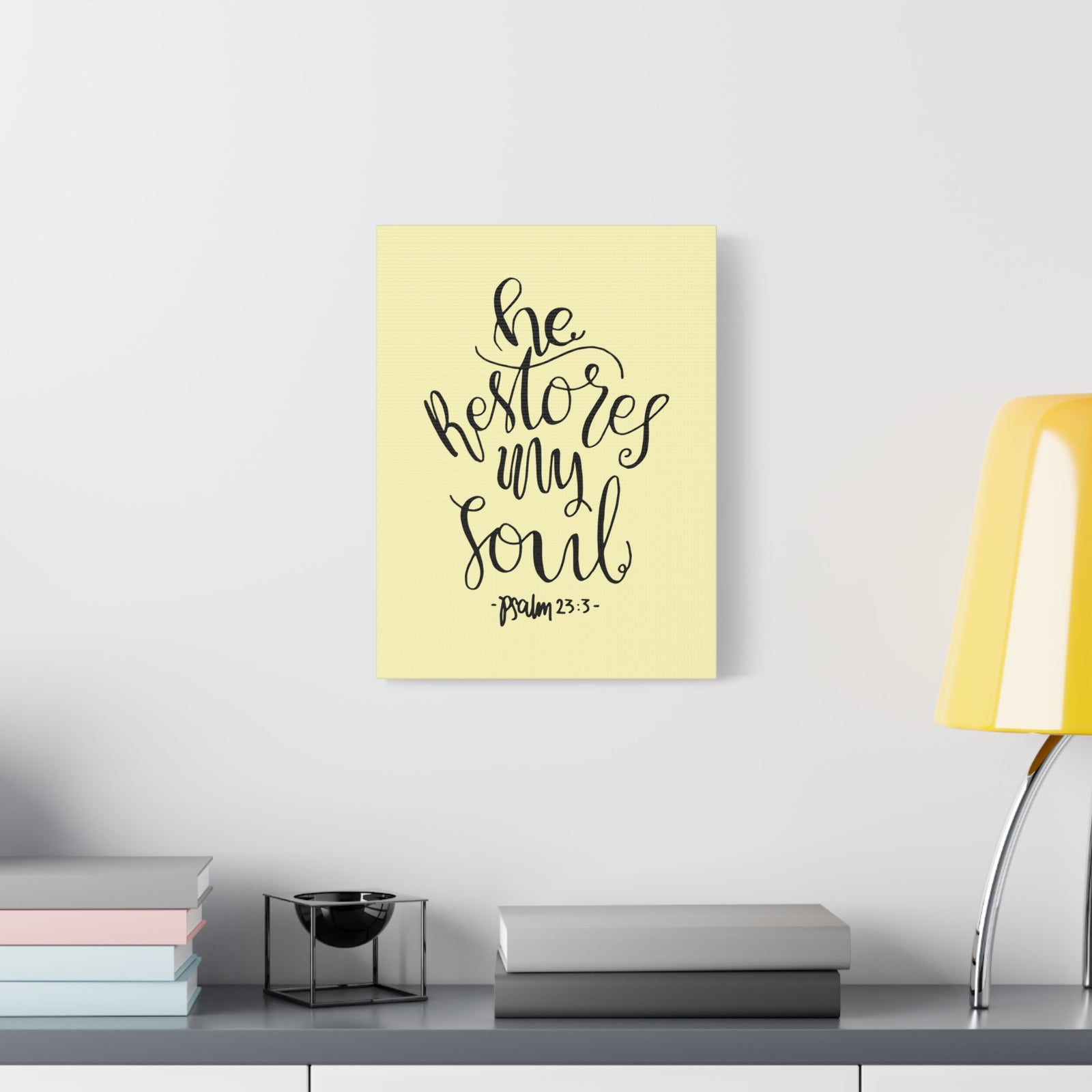 Scripture Walls He Restores My Soul Psalm 23:3 Bible Verse Canvas Christian Wall Art Ready To Hang-Express Your Love Gifts