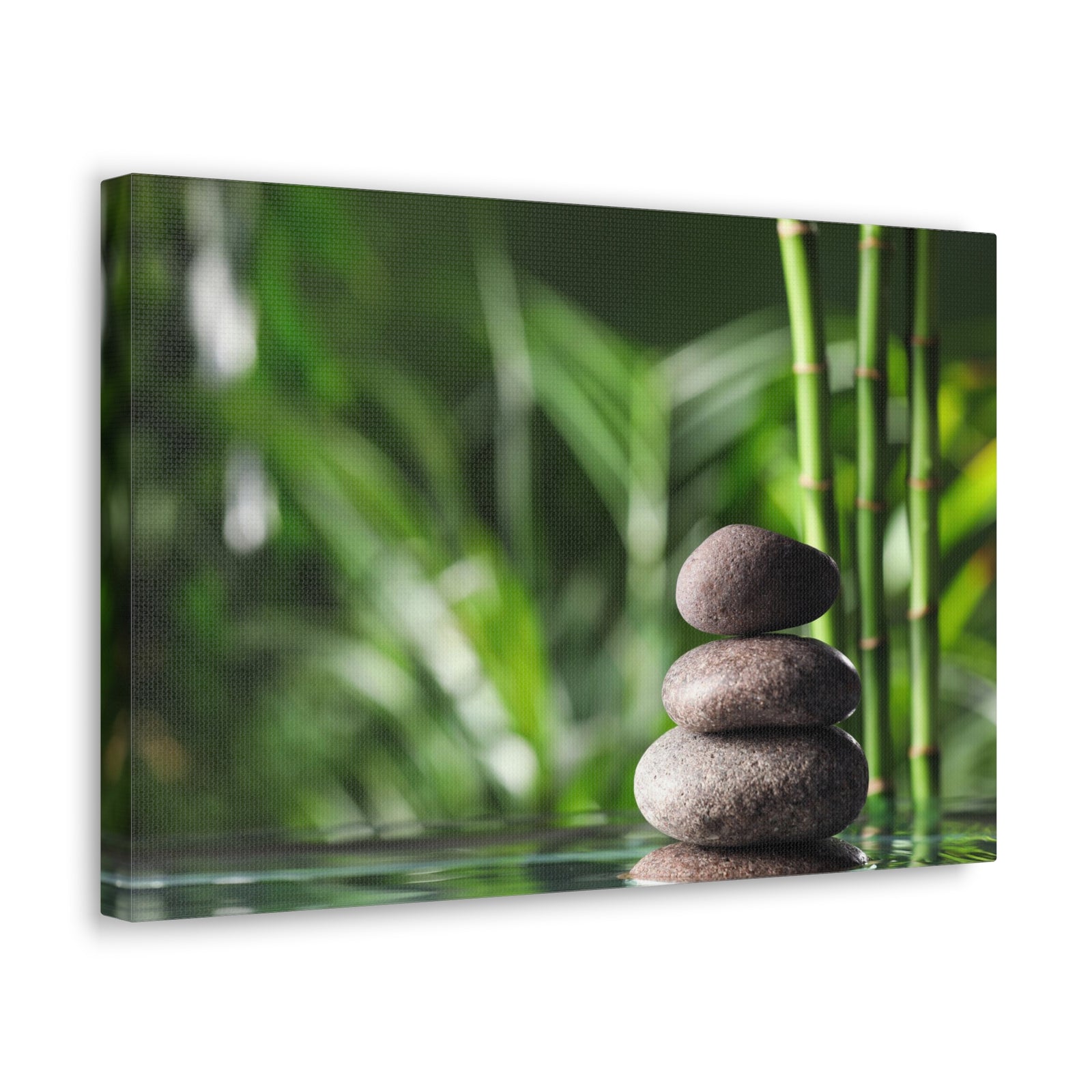 Stacked Stones on Water Forest Floral Nature Photography Canvas Wall Art for Home Decor Ready-to-Hang-Express Your Love Gifts