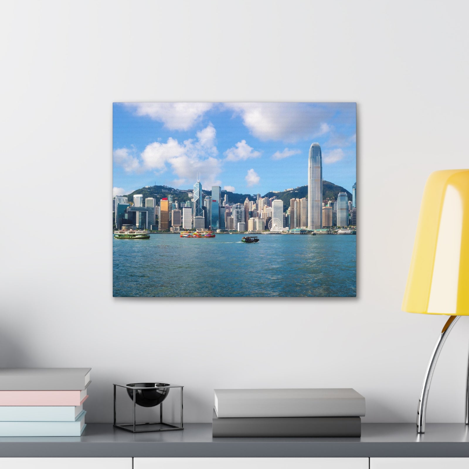 Hong Kong Daytime Skyline Canvas Artwork High-Quality Breathtaking Stunning Cityscape for Home Decor Ready to Hang-Express Your Love Gifts