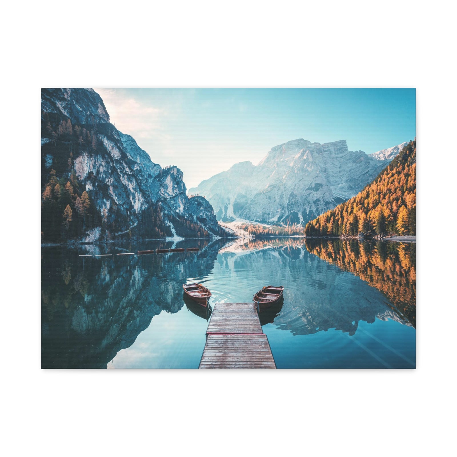 Mountain Valley Clear Lake Nature Wilderness Photography Canvas Wall Art for Home Decor Ready-to-Hang-Express Your Love Gifts