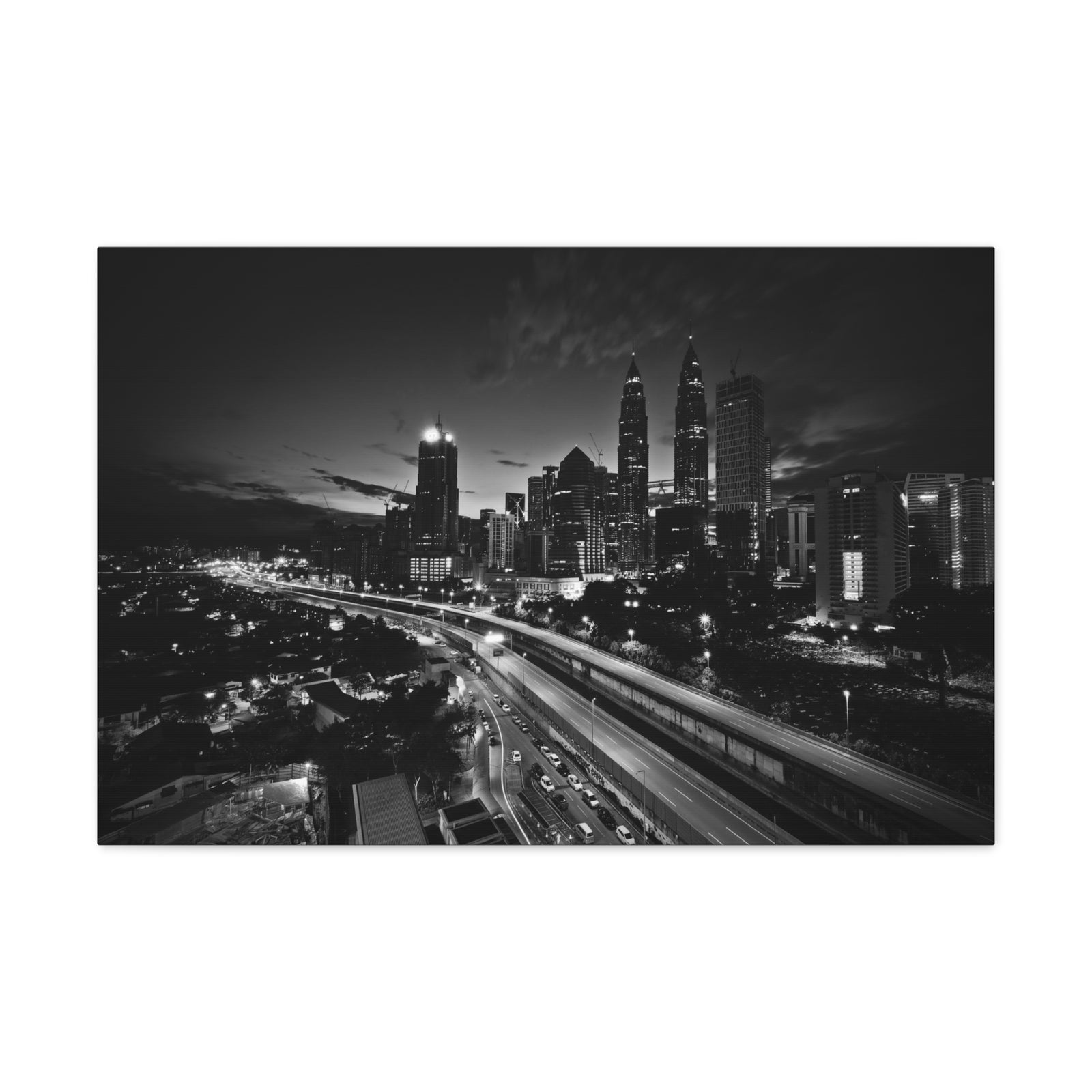 Kuala Lumpur Black And White Skyline Canvas Artwork High-Quality Breathtaking Stunning Cityscape for Home Decor Ready to Hang-Express Your Love Gifts
