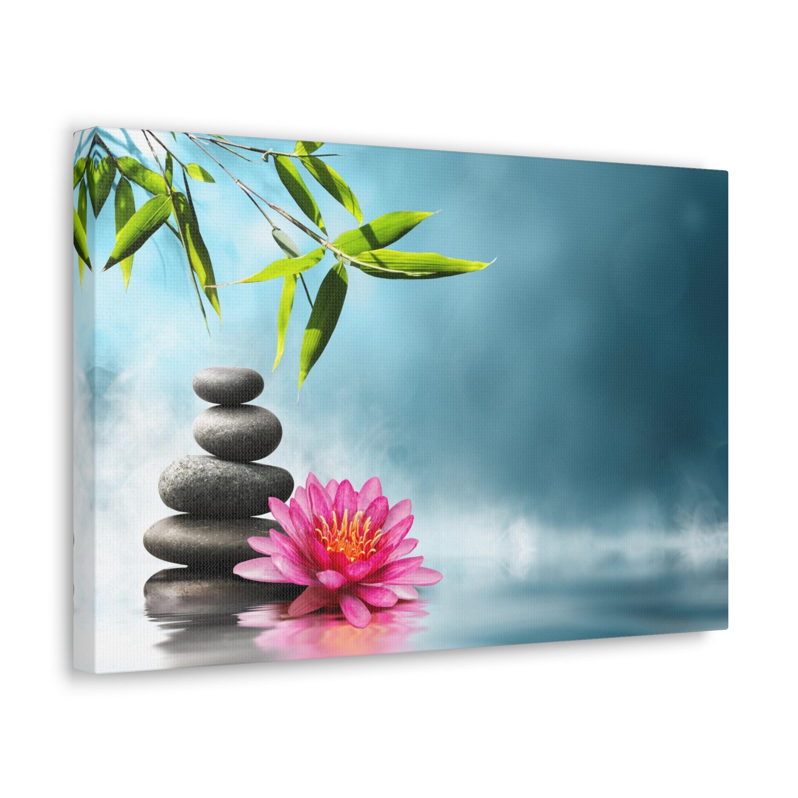 Waterlily with Stones Forest Floral Nature Photography Canvas Wall Art for Home Decor Ready-to-Hang-Express Your Love Gifts