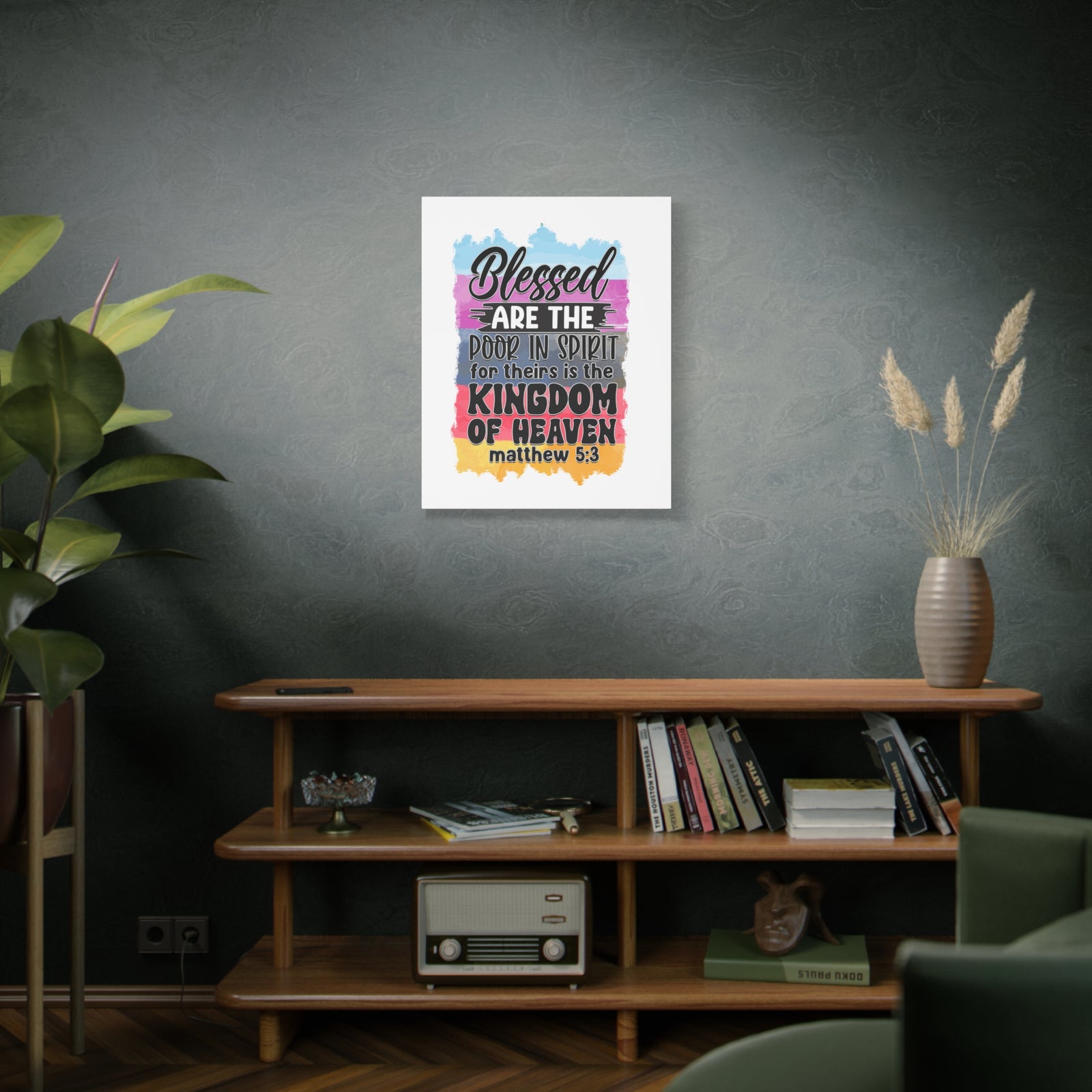 Scripture Walls Matthew 5:3 Kingdom of Heaven Colored Bible Verse Canvas Christian Wall Art Ready to Hang Unframed-Express Your Love Gifts