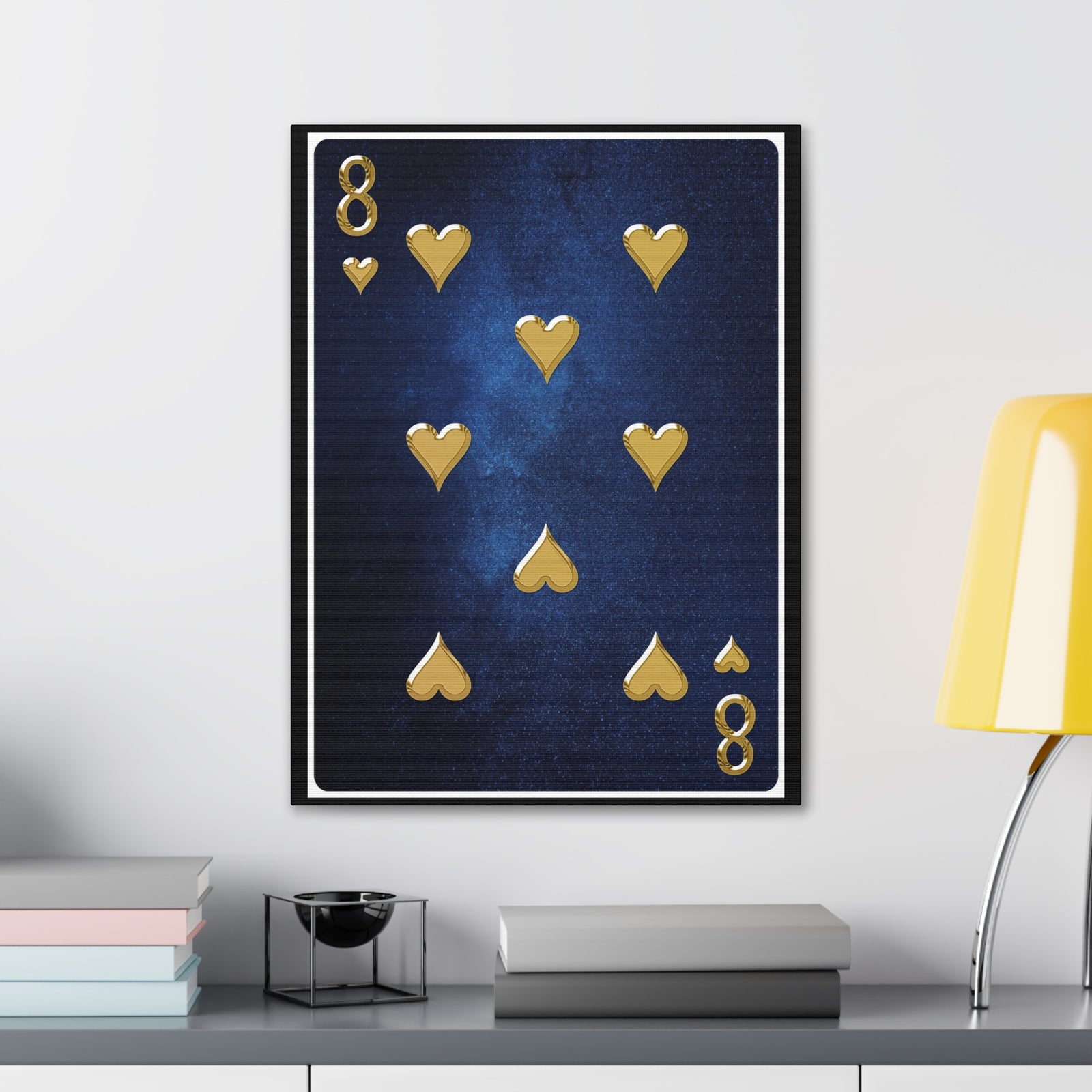 Eight Of Hearts Space Background Playing Card Canvas Wall Art for Home Decor Ready-to-Hang-Express Your Love Gifts