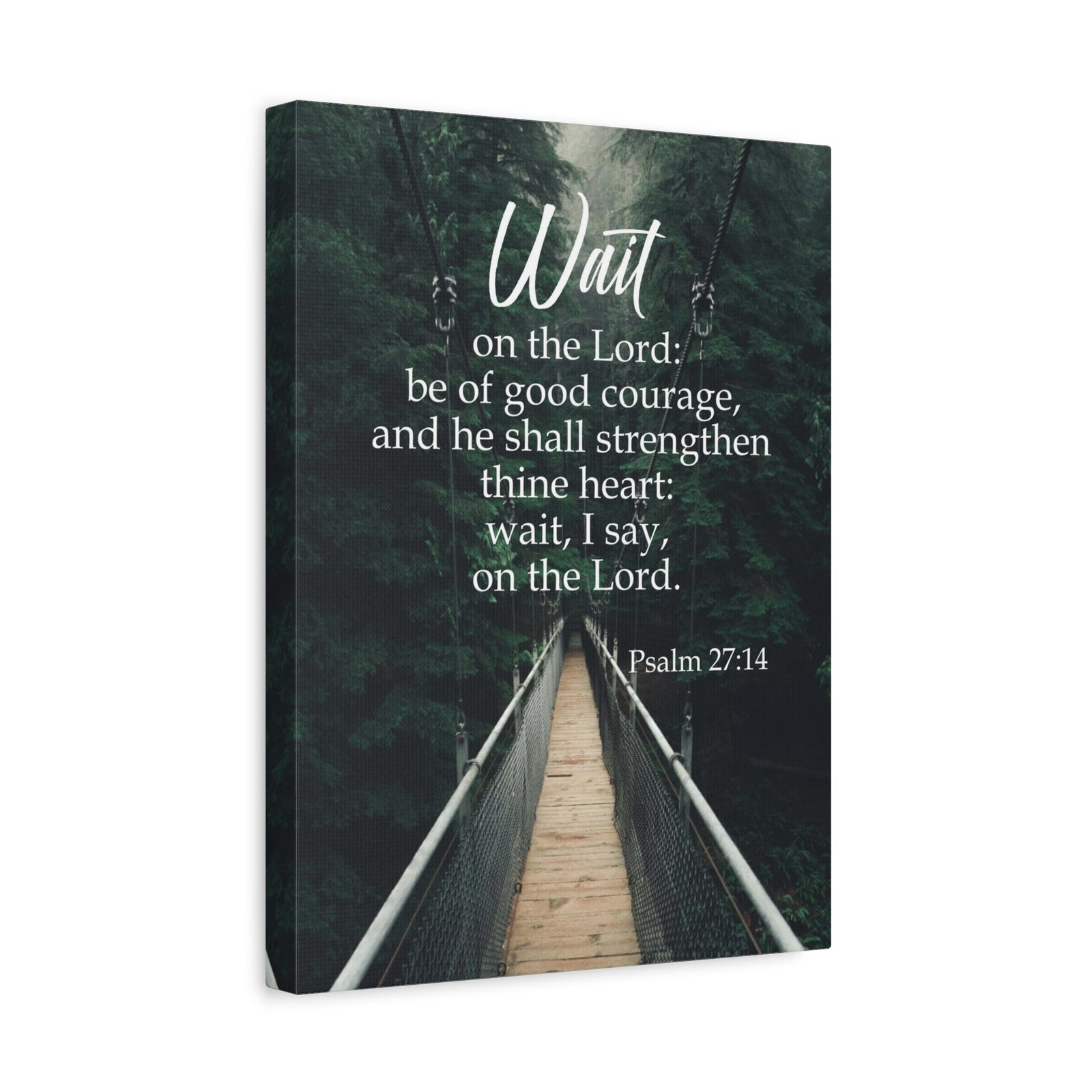 Bible Verse Canvas Wait on the Lord Psalm 27:14 Wall Art Christian Home Decor-Express Your Love Gifts