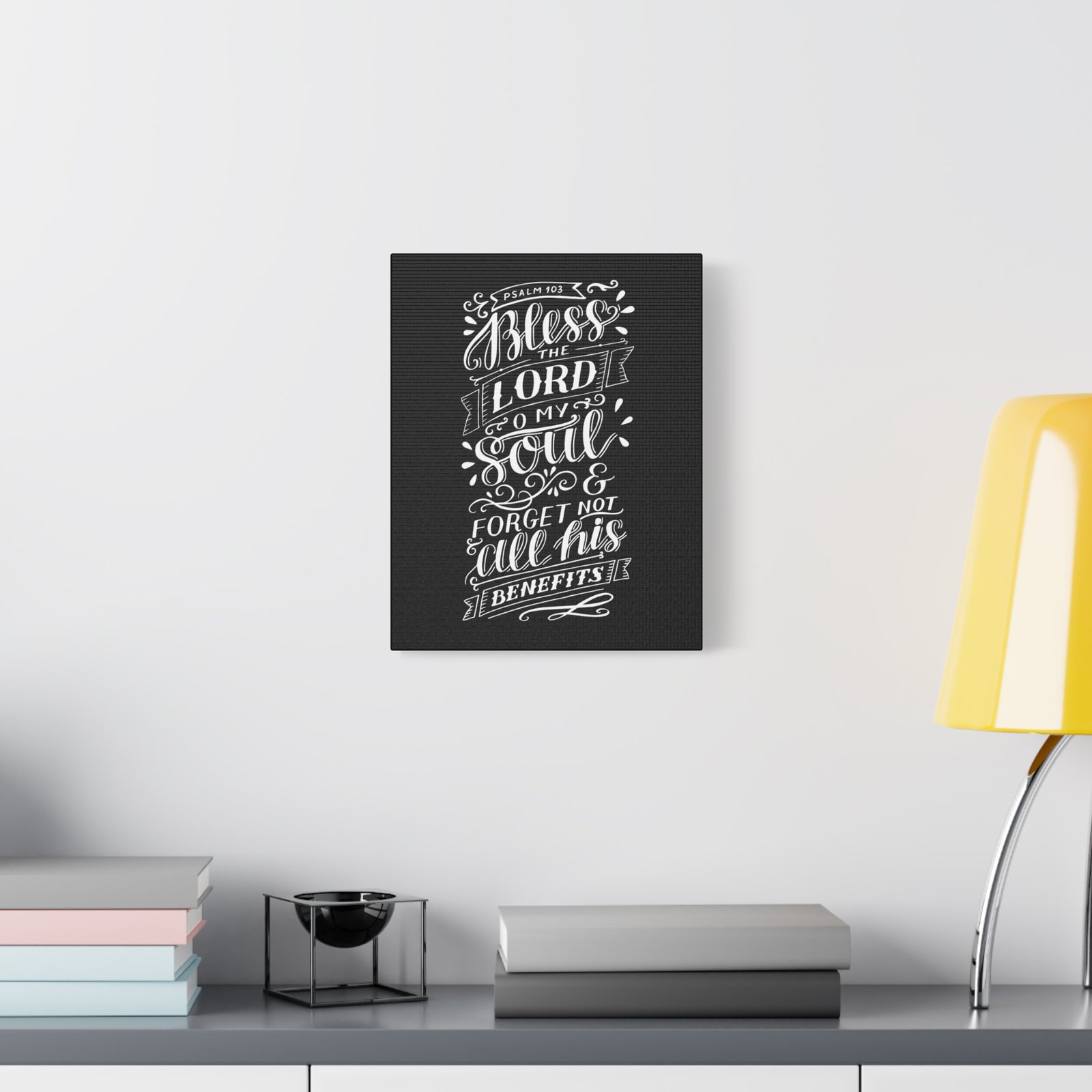 Scripture Canvas O My Soul Psalm 103 Black Christian Wall Art Bible Verse Print Ready to Hang-Express Your Love Gifts