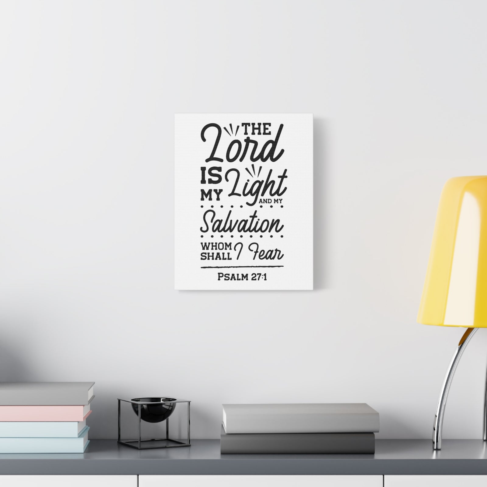 Scripture Canvas Lord Is My Light Psalm 27:1 Christian Wall Art Bible Verse Print Ready to Hang-Express Your Love Gifts