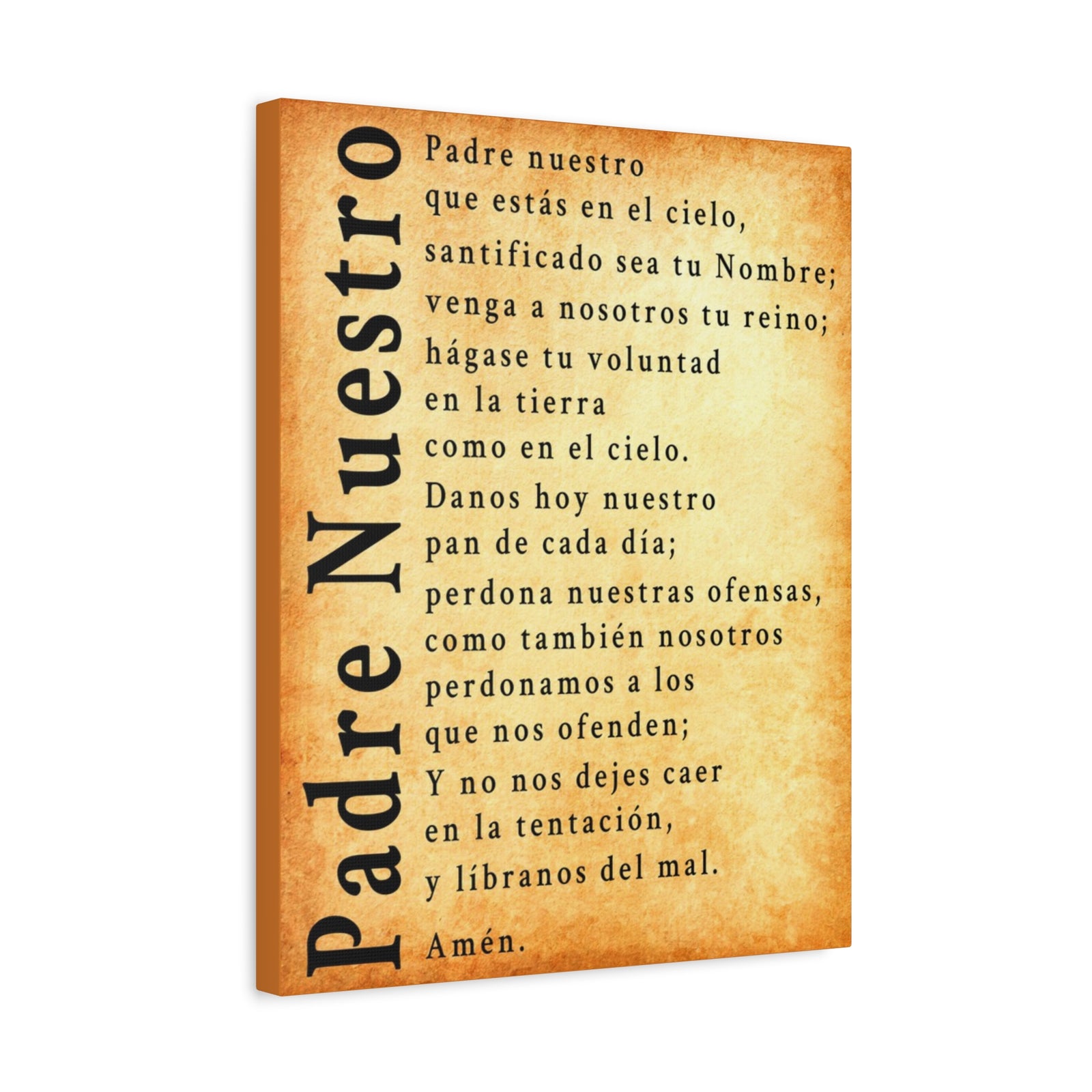 Scripture Walls Padre Nuestro Lord's Prayer Spanish Gold Canvas Christian Wall Art Ready to Hang Unframed-Express Your Love Gifts