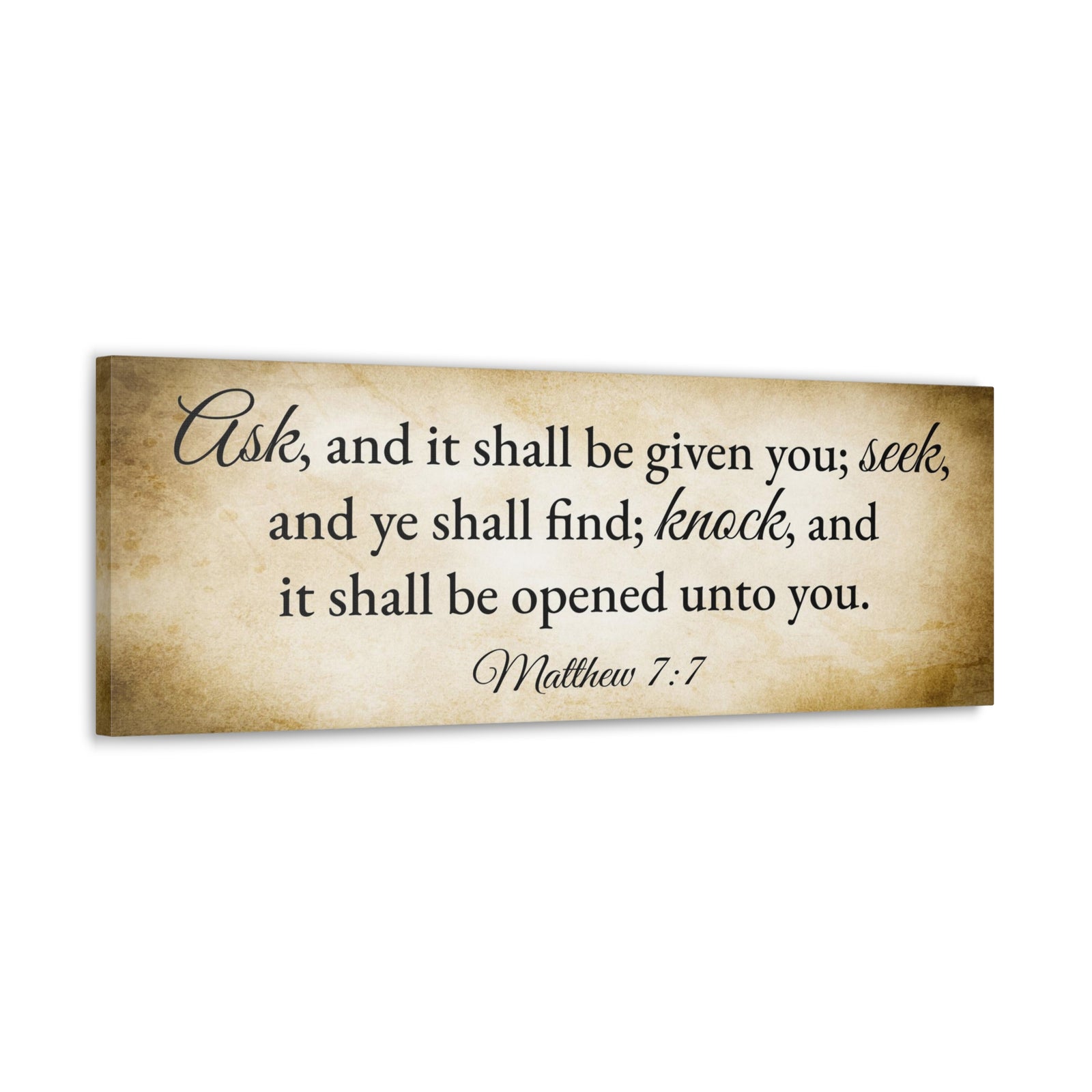 Scripture Walls Matthew 7:7 Gold Bible Verse Canvas Christian Wall Art Ready to Hang Unframed-Express Your Love Gifts