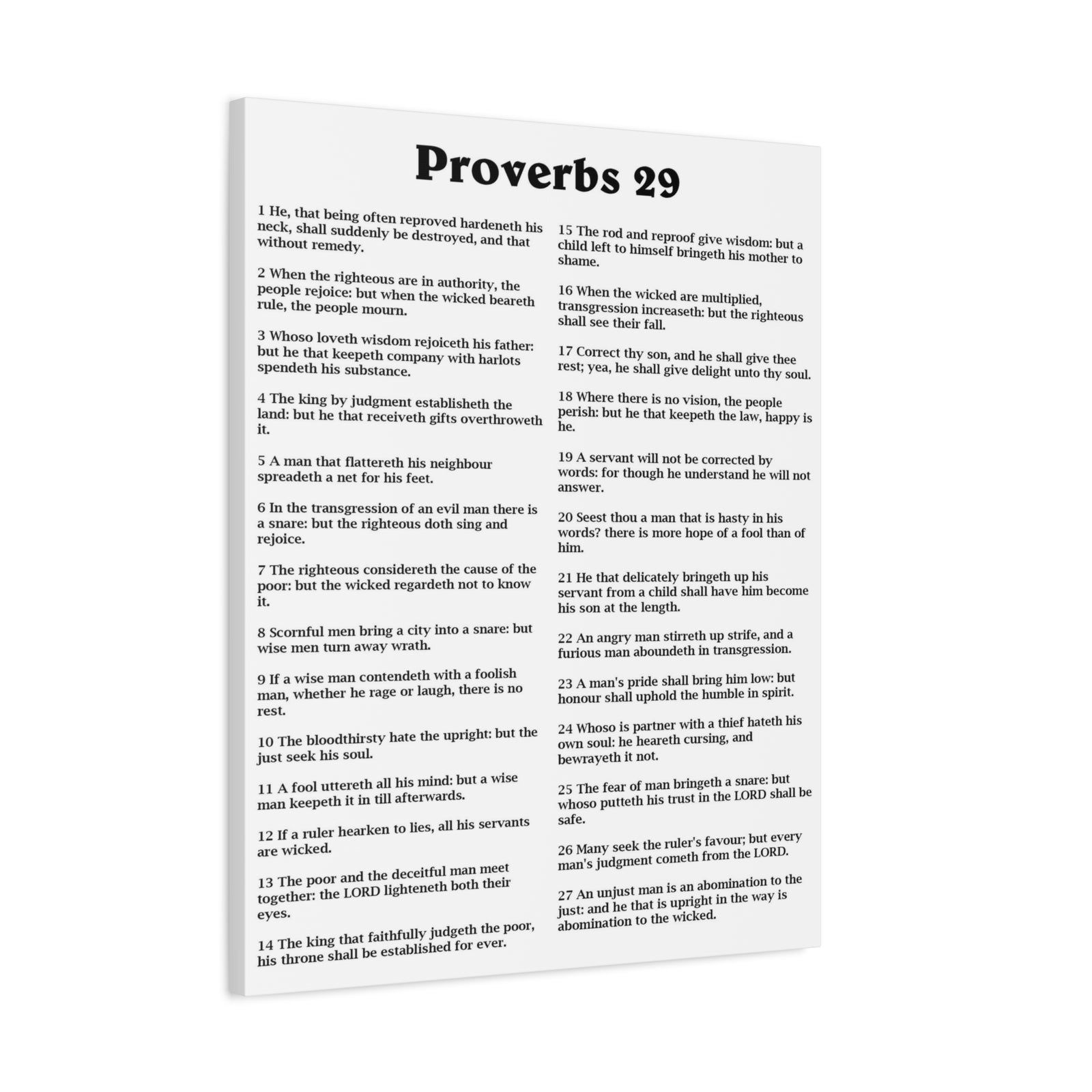 Scripture Walls Proverbs Chapter 29 White Bible Canvas Christian Wall Art Ready to Hang Unframed-Express Your Love Gifts