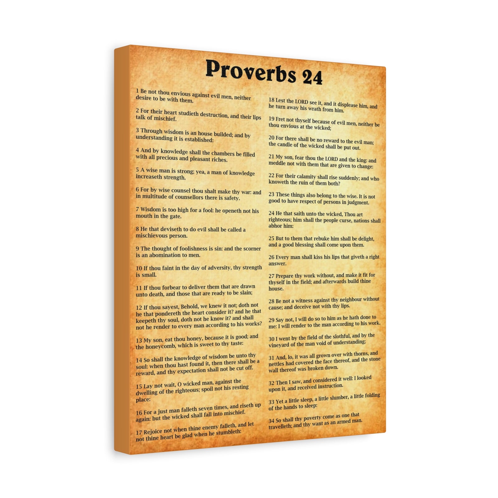Scripture Walls Proverbs Chapter 24 Gold Bible Canvas Christian Wall Art Ready to Hang Unframed-Express Your Love Gifts