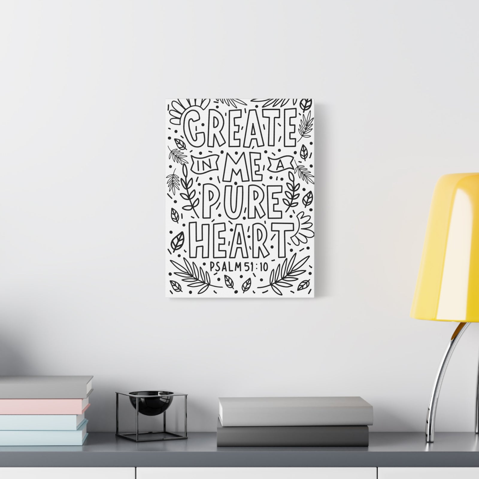 Scripture Canvas A Pure Heart Psalm 51:10 Christian Wall Art Bible Verse Print Ready to Hang-Express Your Love Gifts