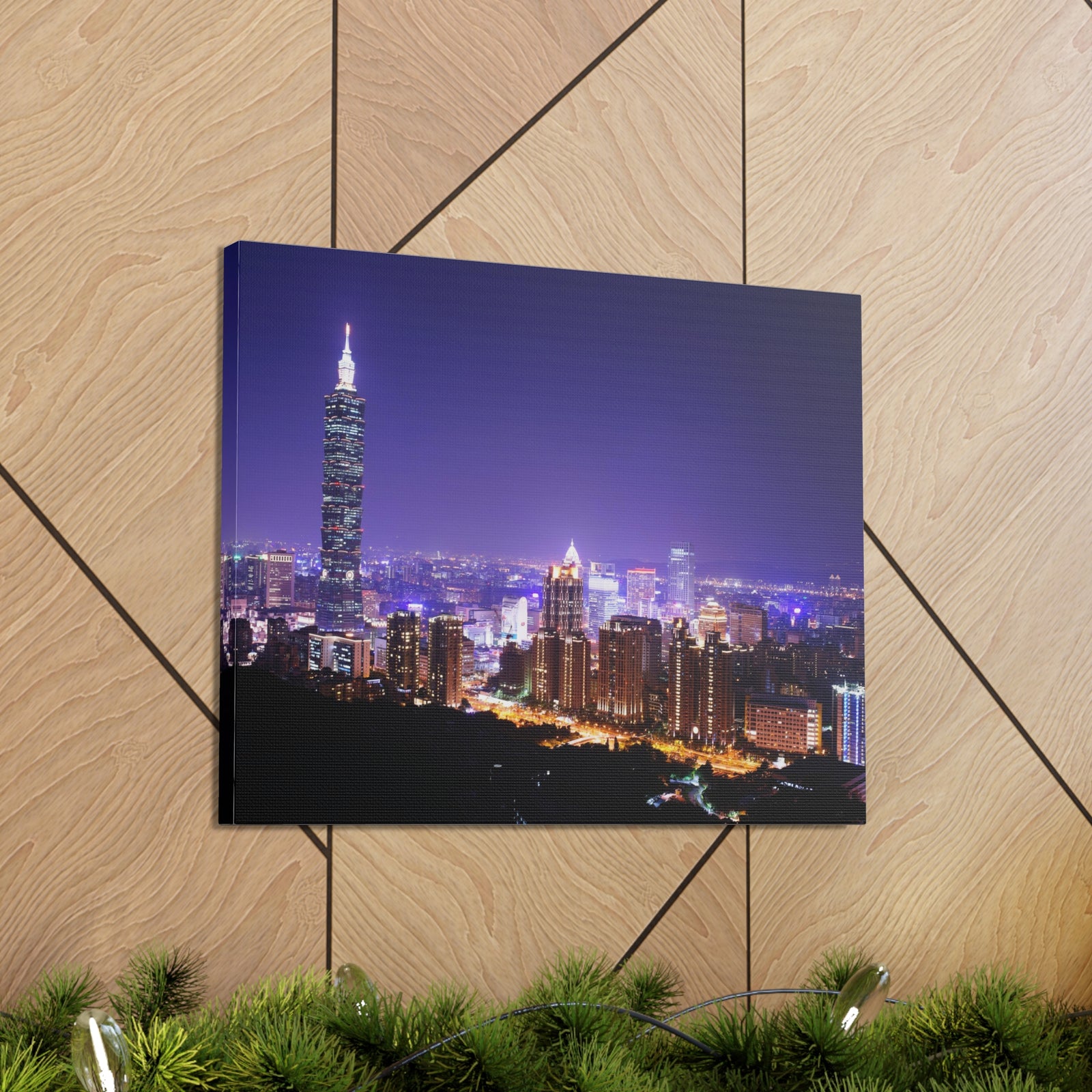 Taipei Night Skyline Canvas Artwork High-Quality Breathtaking Stunning Cityscape for Home Decor Ready to Hang-Express Your Love Gifts