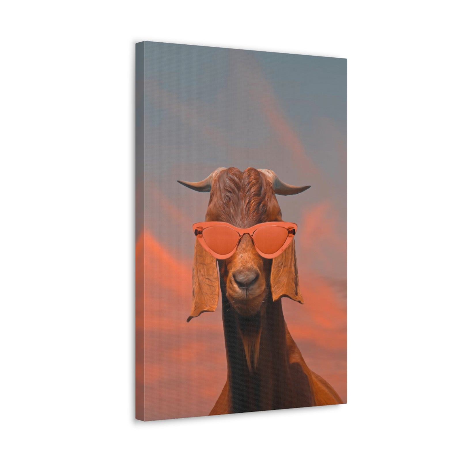 Damascus Shami Goat With Glasses Oil Painting Canvas Wall Art for Home Decor Ready-to-Hang-Express Your Love Gifts