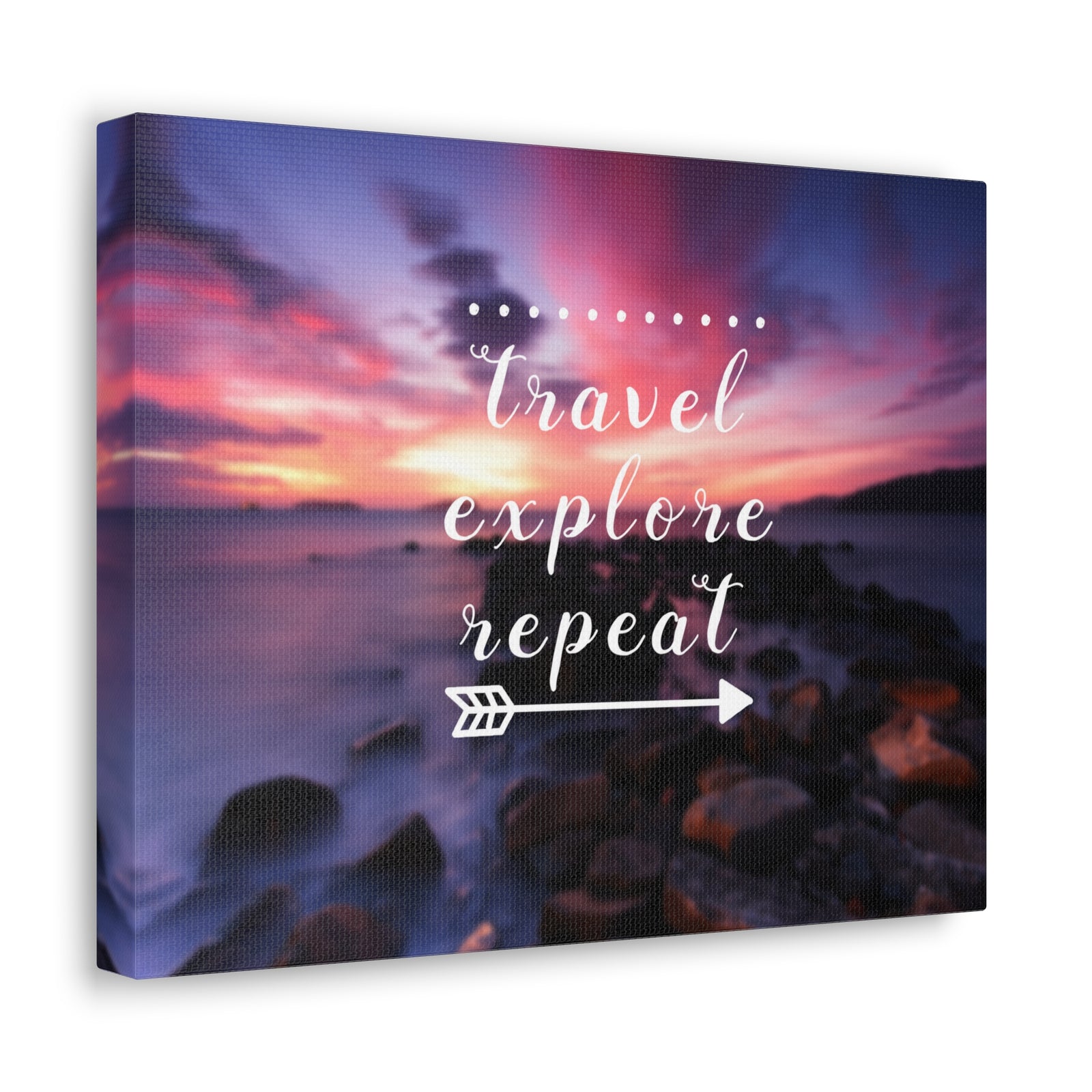 Inspirational Quote Canvas Travel Explore Repeat Motivational Print Ready to Hang Artwork-Express Your Love Gifts