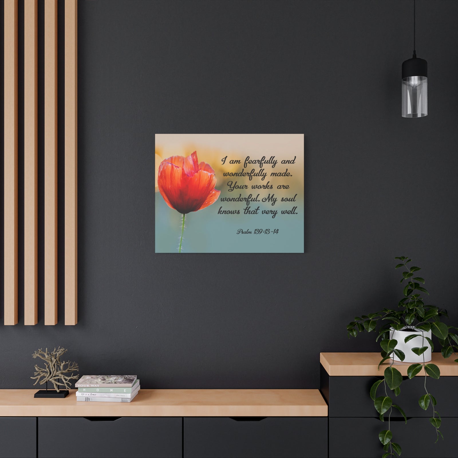Bible Verse Canvas I Am Fearfully and Wonderfully Made Psalm 139:13-14 Christian Home Décor Wall Art Scripture Ready to Hang Faith Print-Express Your Love Gifts