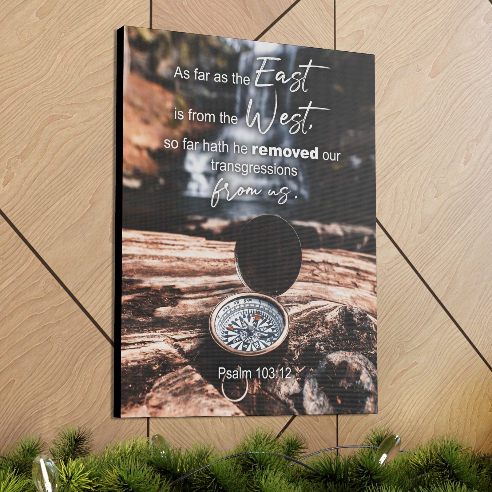 Scripture Canvas From Us Psalm 103:12 Christian Wall Art Bible Verse Print Ready to Hang-Express Your Love Gifts