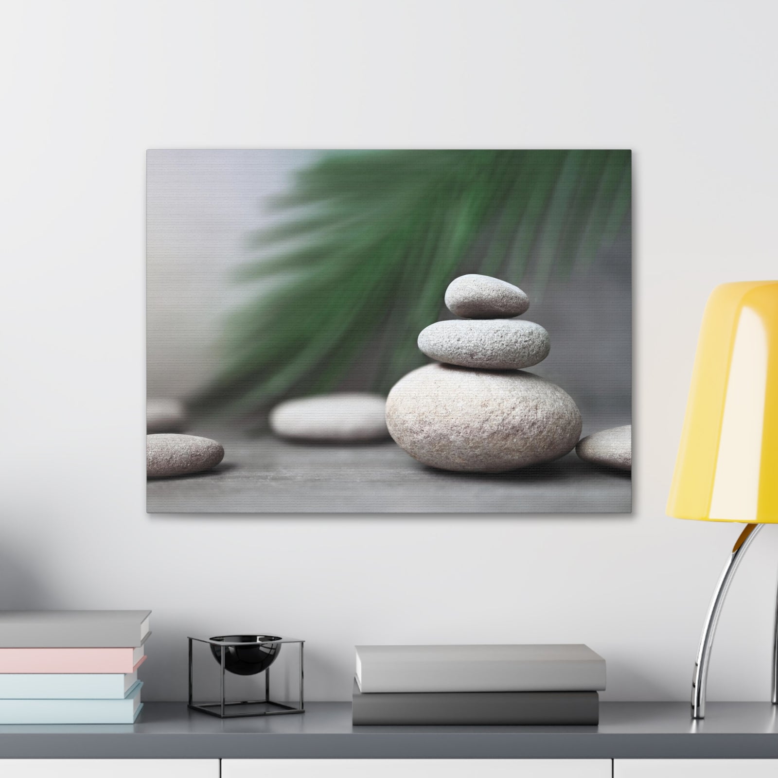 Spa Stones with Palm Forest Floral Nature Photography Canvas Wall Art for Home Decor Ready-to-Hang-Express Your Love Gifts