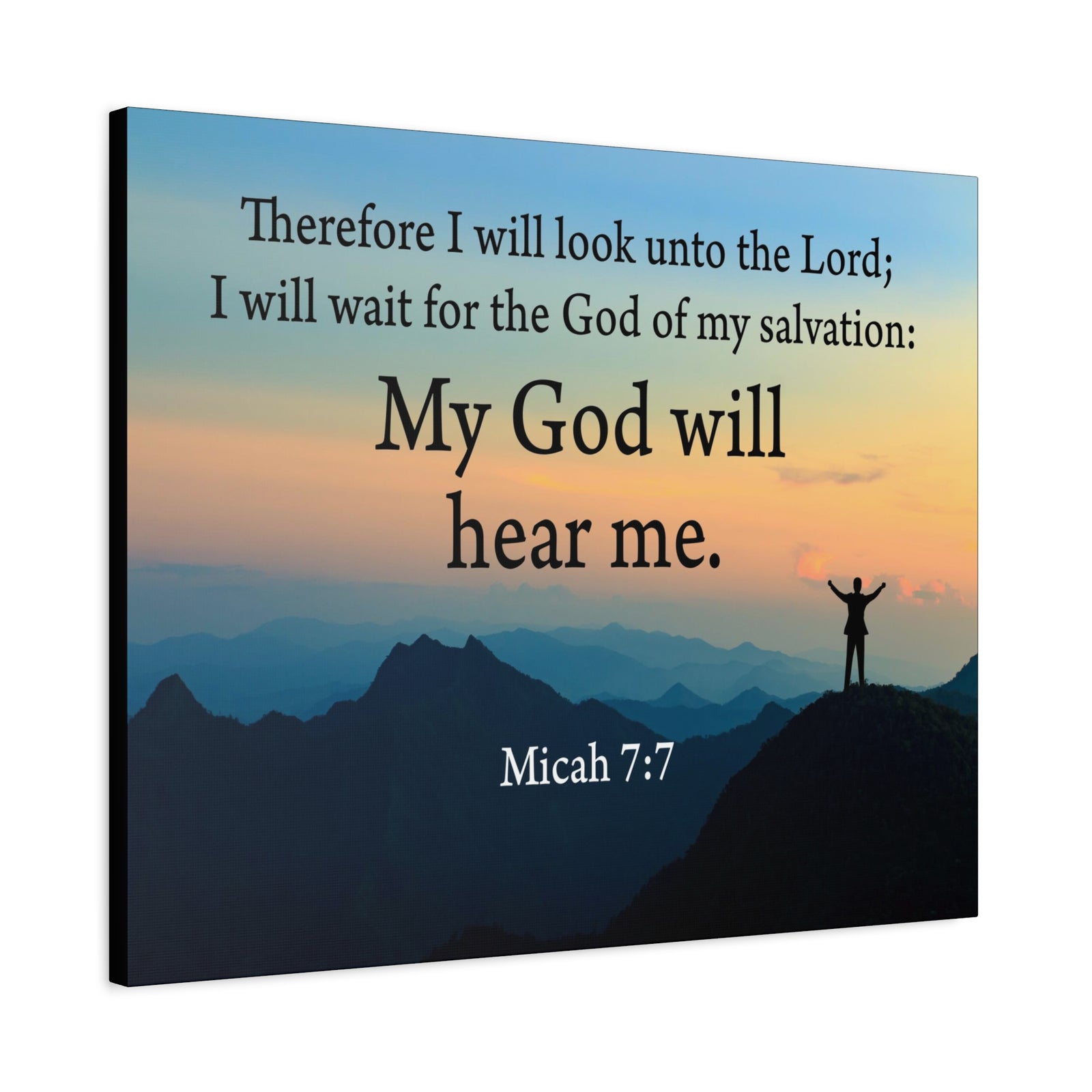 Scripture Walls My God Will Hear Me Micah 7:7 Bible Verse Canvas Christian Wall Art Ready to Hang-Express Your Love Gifts