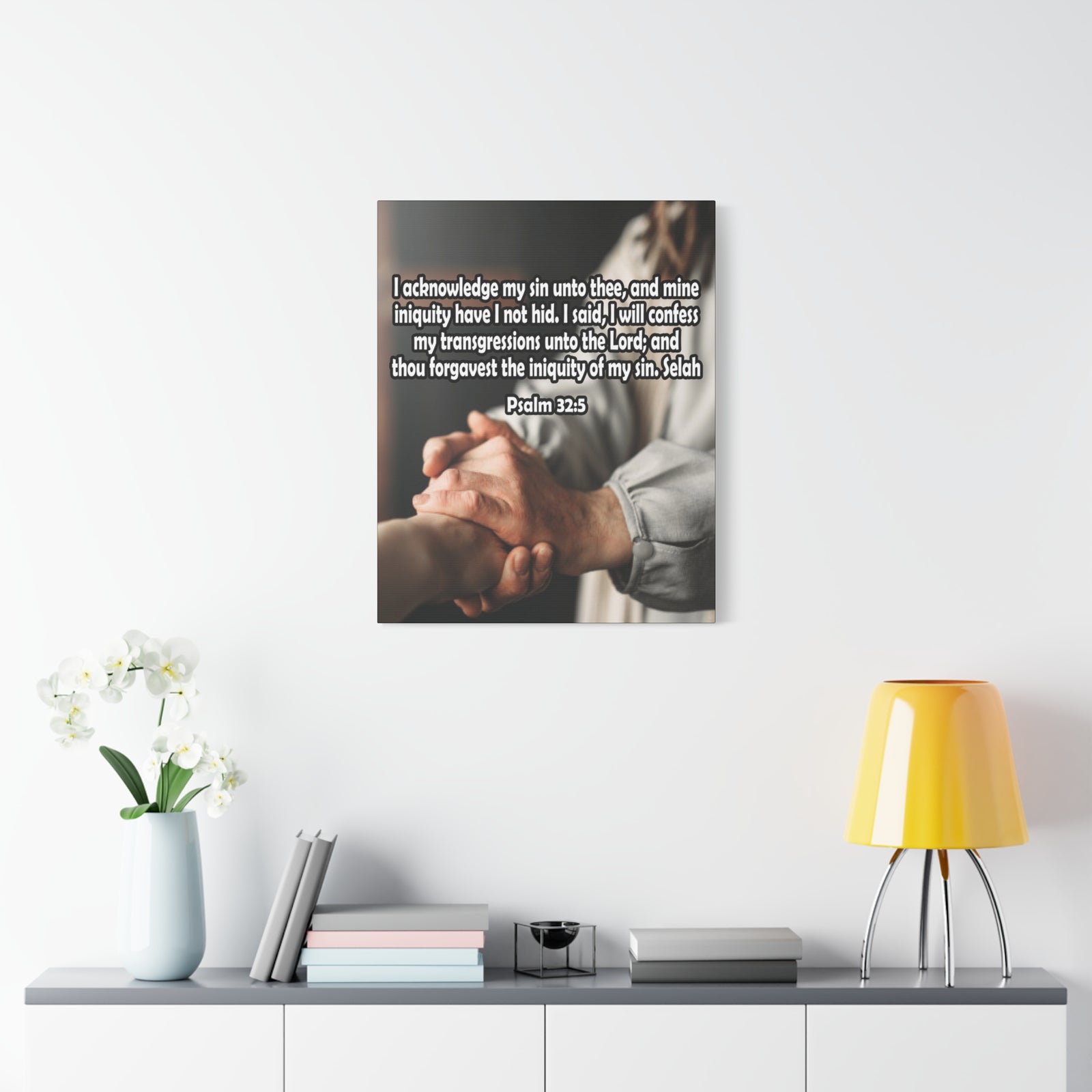 Bible Verse Canvas I Acknowledge My Sin Psalm 32:5 Christian Home Decor Scripture Art-Express Your Love Gifts