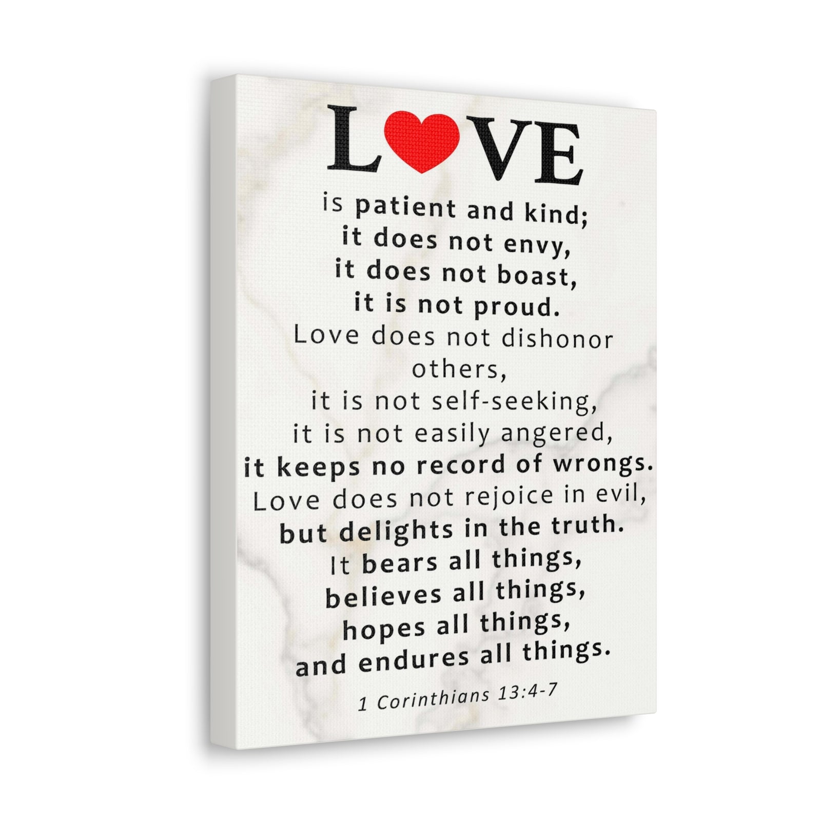 Scripture Walls Love Is Red Heart 1 Corinthians 13:4-7 Bible Verse Canvas Christian Wall Art Ready to Hang Unframed-Express Your Love Gifts