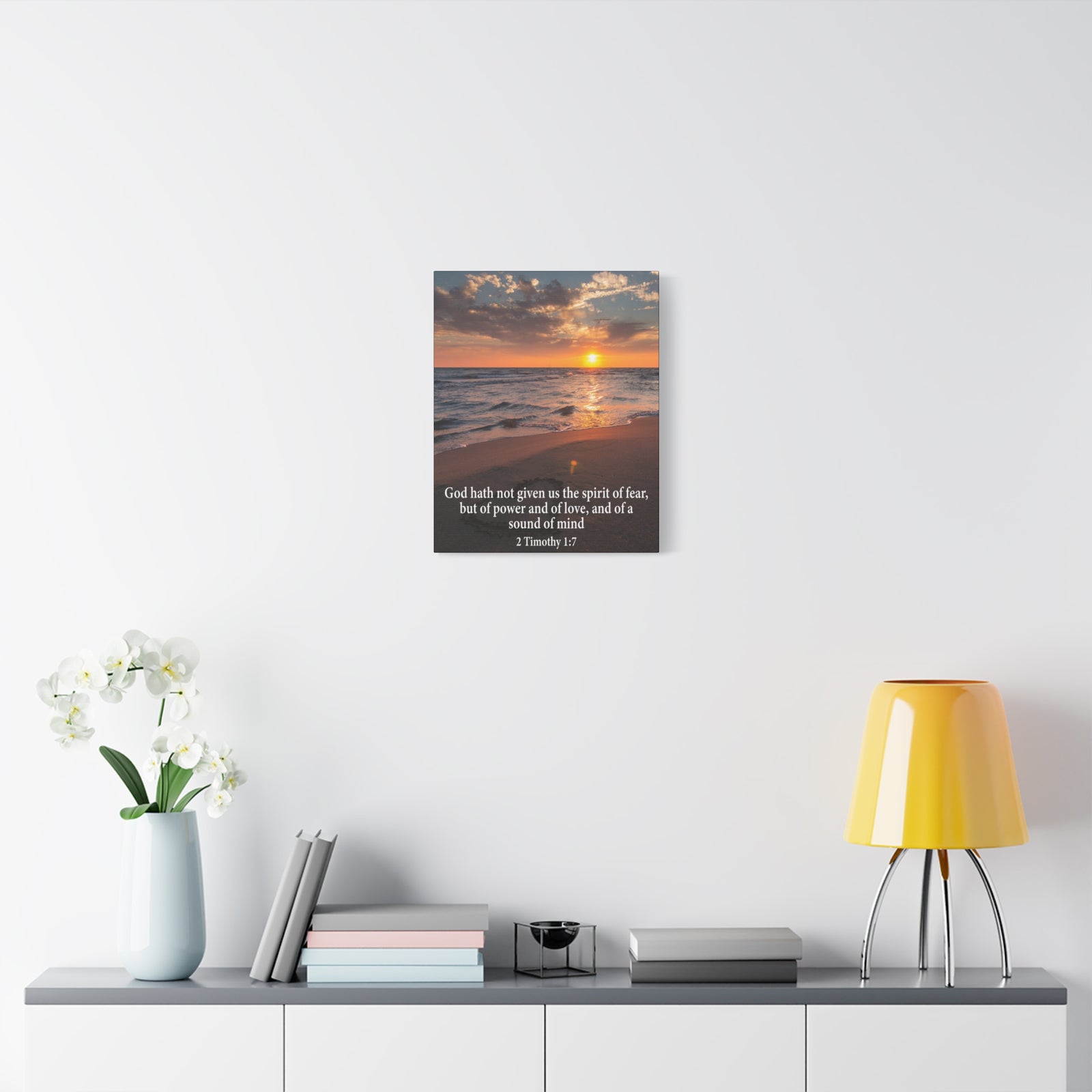 Scripture Canvas No Fear 2 Timothy 1:7 Christian Wall Art Bible Verse Print Ready to Hang-Express Your Love Gifts