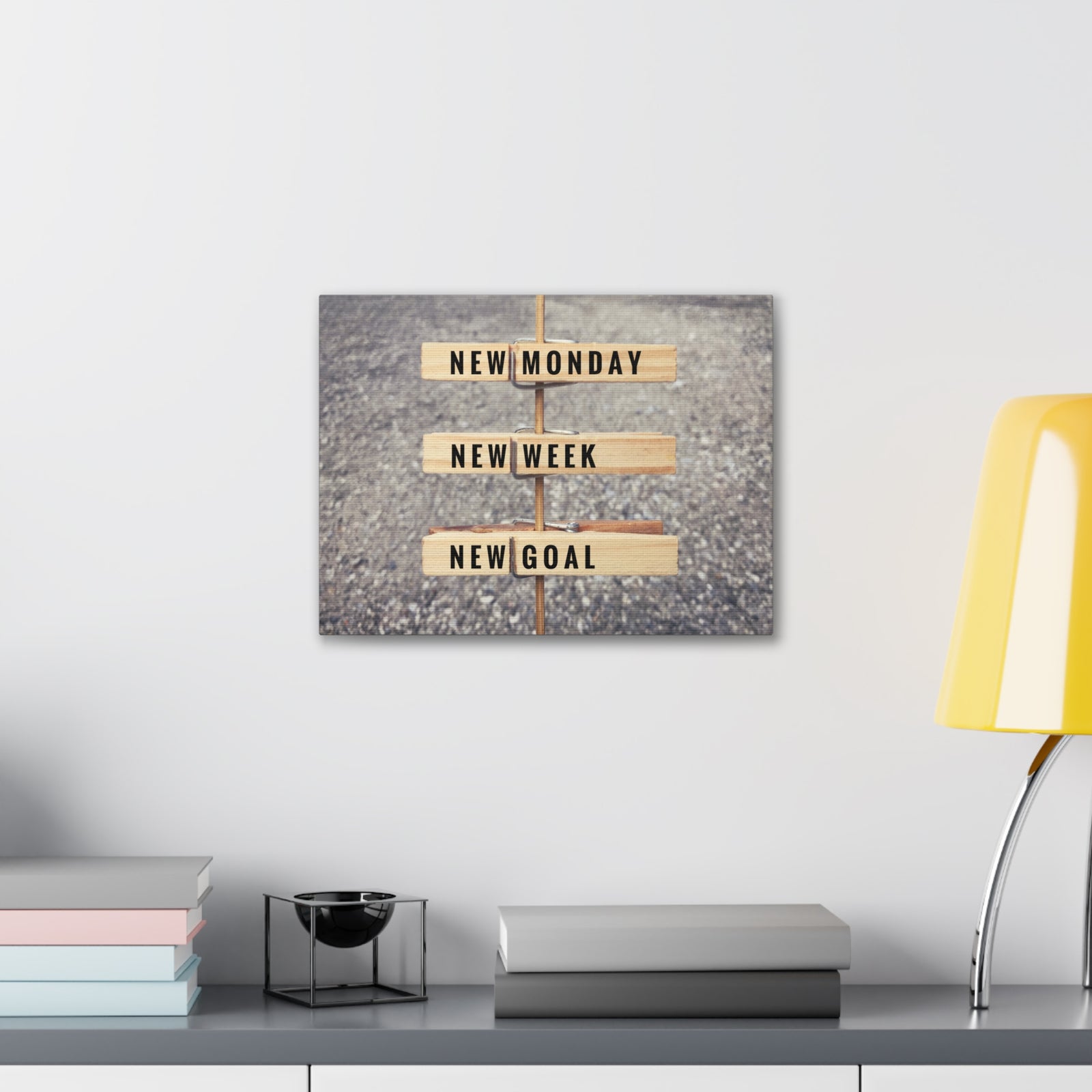 Inspirational Quote Canvas New Monday New Goal Motivational Print Ready to Hang Artwork-Express Your Love Gifts