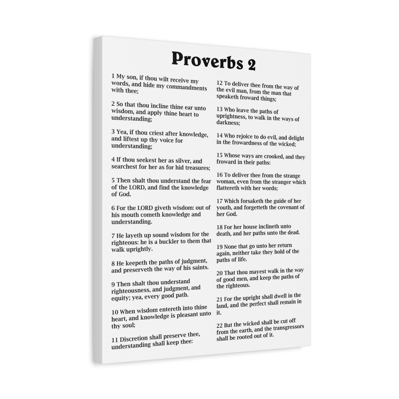Scripture Walls Proverbs Chapter 2 White Bible Canvas Christian Wall Art Ready to Hang Unframed-Express Your Love Gifts