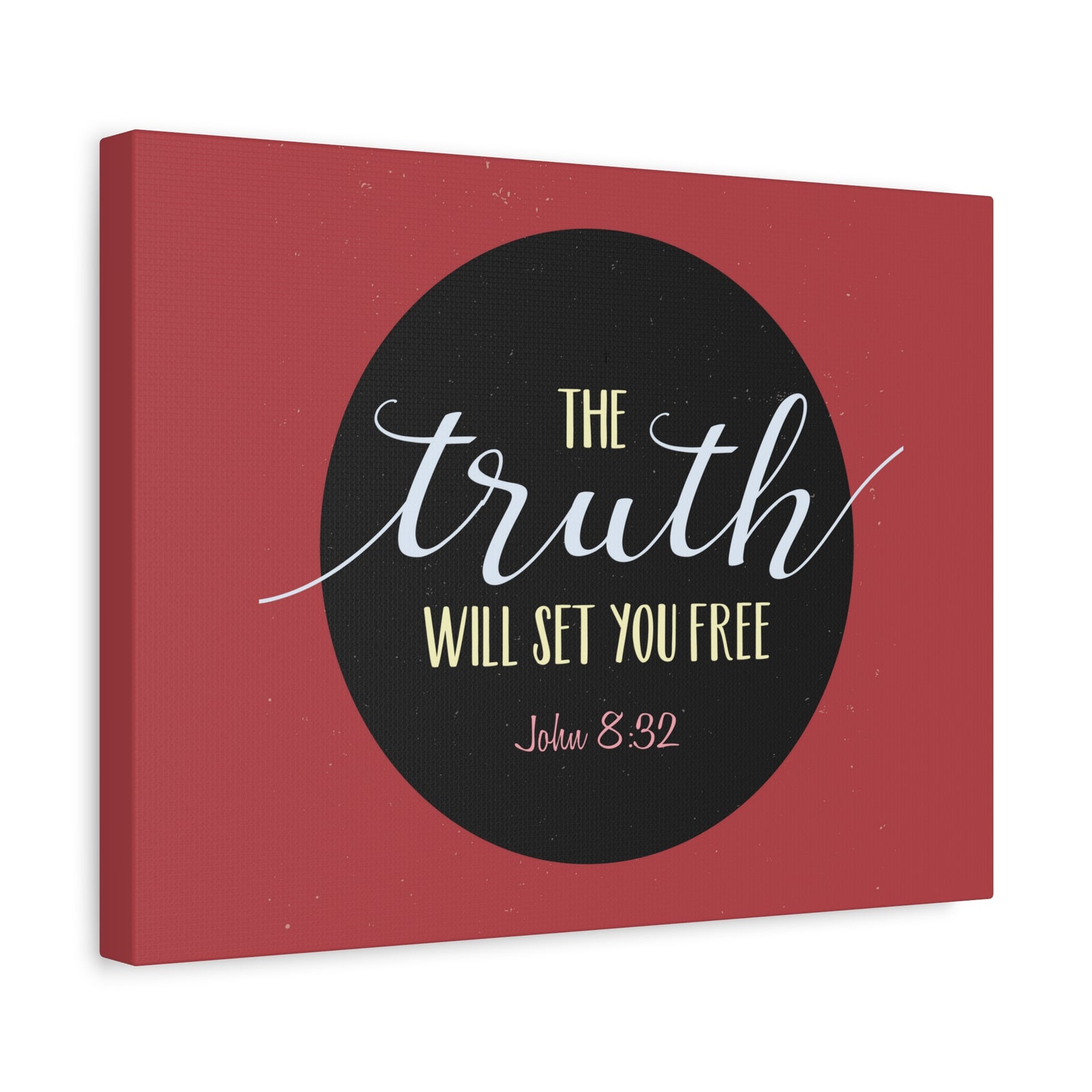 Scripture Canvas The Truth Red John 8:32 Christian Wall Art Bible Verse Print Ready to Hang-Express Your Love Gifts