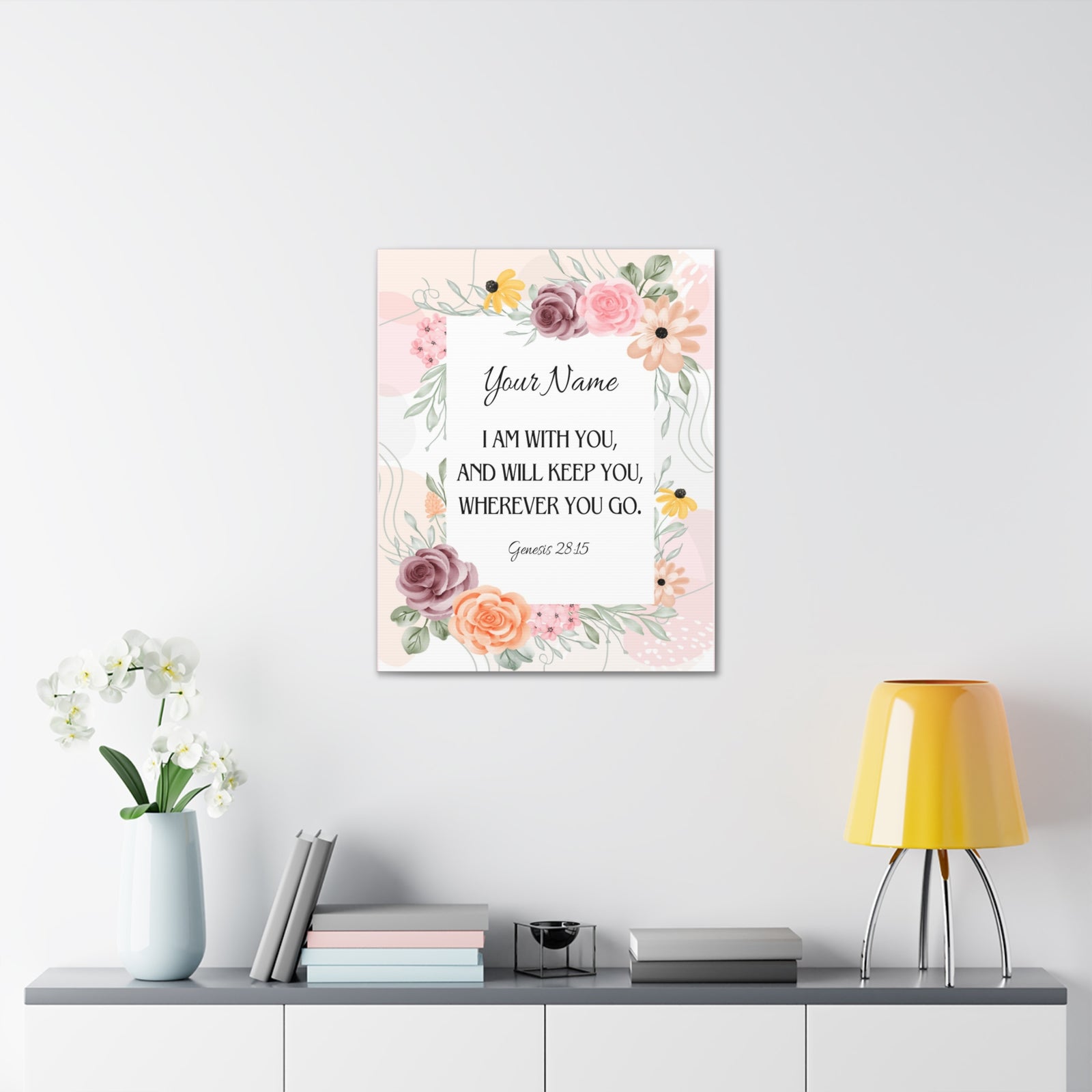 Scripture Walls Personalized Genesis 28:15 I Am With You Bible Chapter Canvas Christian Wall Art Ready to Hang-Express Your Love Gifts