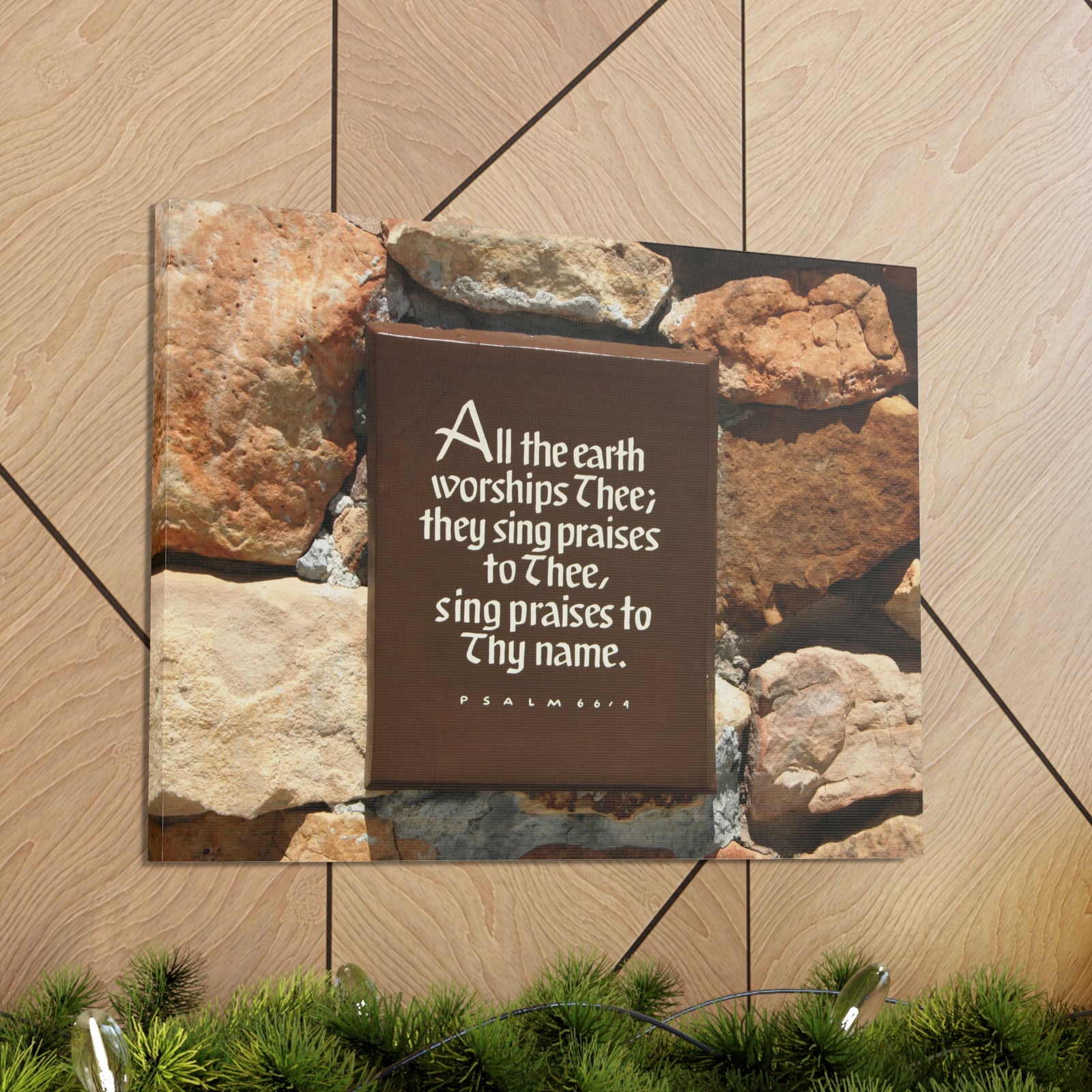 Scripture Walls Worships Thee Psalm 66:4 Bible Verse Canvas Christian Wall Art Ready to Hang-Express Your Love Gifts