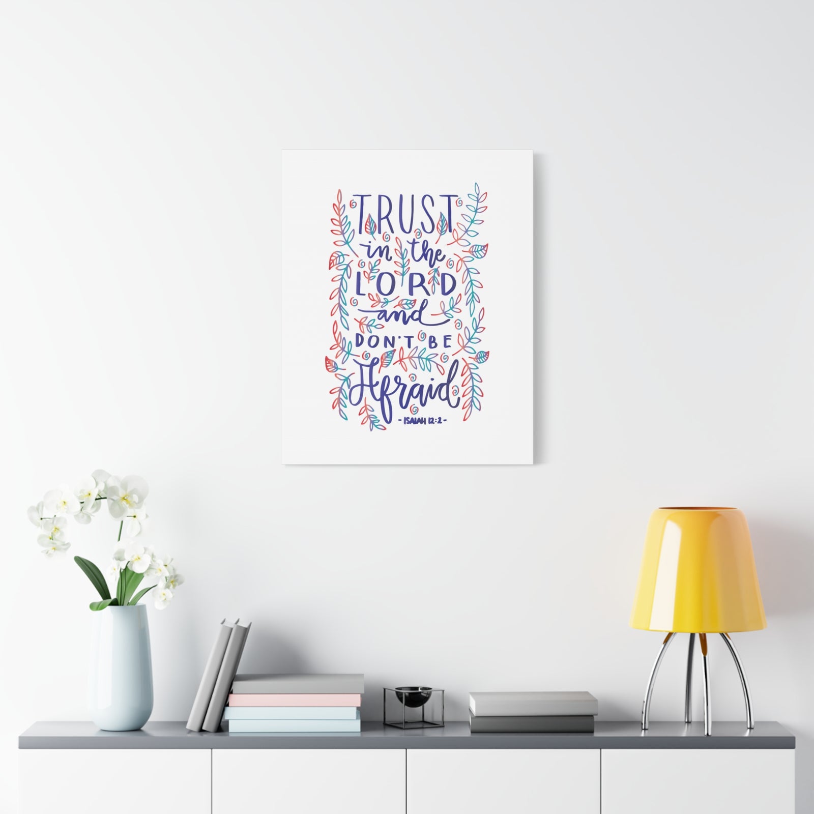 Scripture Canvas Don't Be Afraid Isaiah 12:2 Christian Wall Art Bible Verse Print Ready to Hang-Express Your Love Gifts