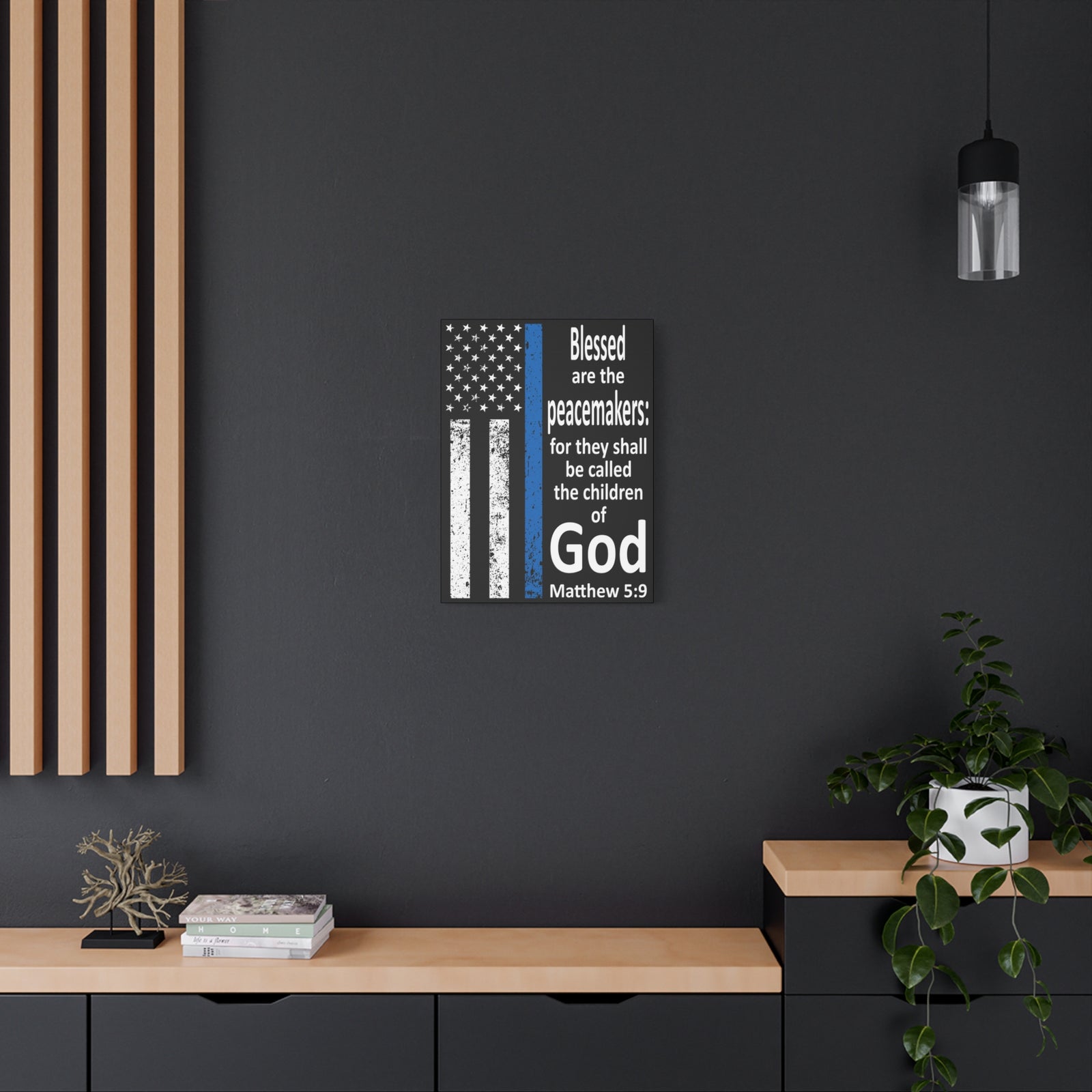 Scripture Walls Matthew 5:9 Police Officer Sign Bible Canvas Christian Wall Art Ready to Hang Unframed-Express Your Love Gifts