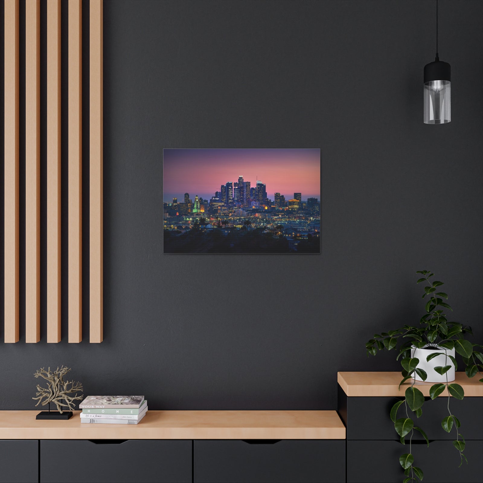 Los Angeles Night Skyline Canvas Artwork High-Quality Breathtaking Stunning Cityscape for Home Decor Ready to Hang-Express Your Love Gifts