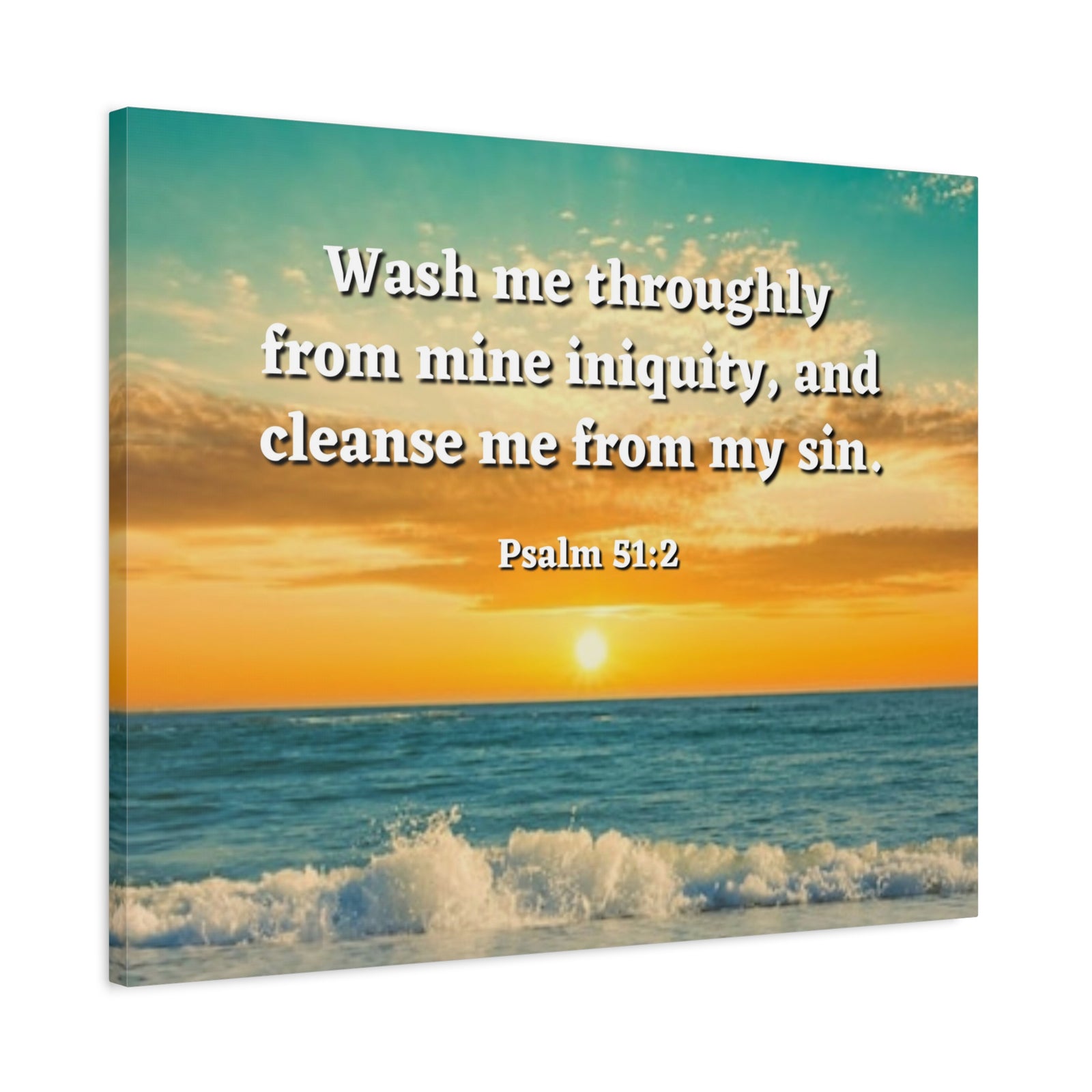 Scripture Canvas Washed Away Psalm 51:2 Christian Wall Art Bible Verse Print Ready to Hang-Express Your Love Gifts