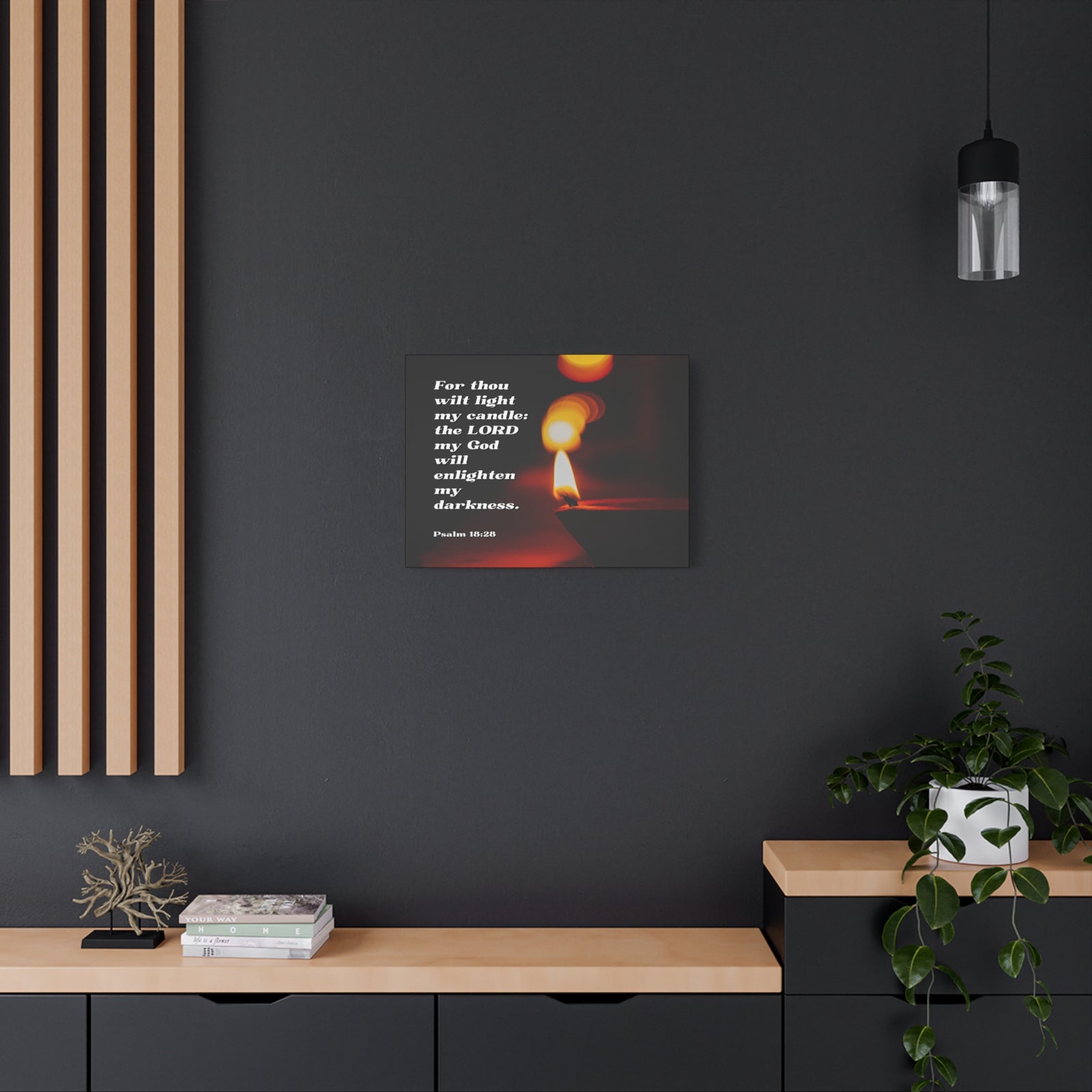 Scripture Canvas Enlighten My Darkness Psalm 18:28 Christian Wall Art Bible Verse Print Ready to Hang-Express Your Love Gifts