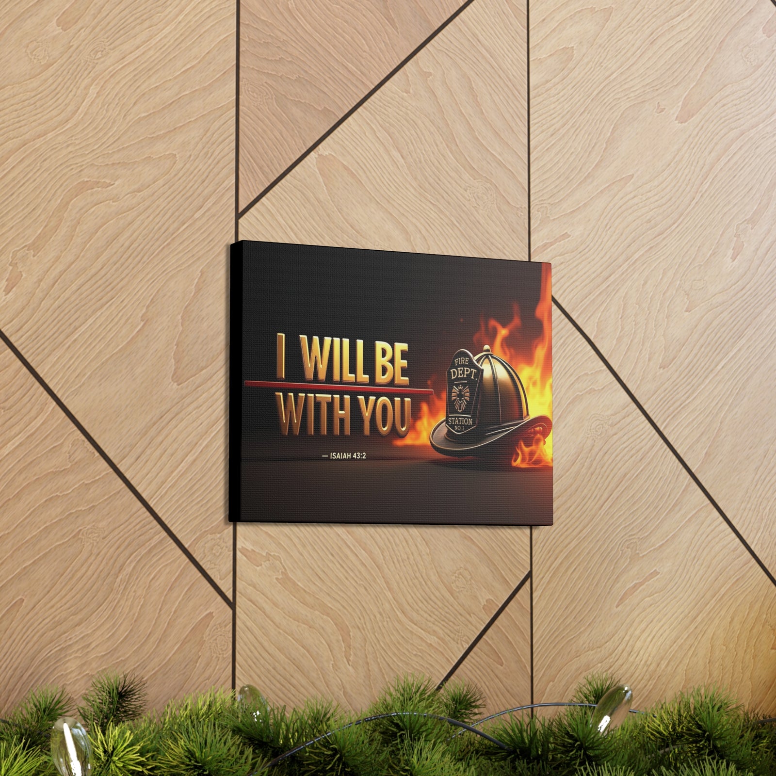 Scripture Walls Isaiah 43:2 Firefighter I Will Be With You Bible Verse Canvas Christian Wall Art Ready to Hang Unframed-Express Your Love Gifts