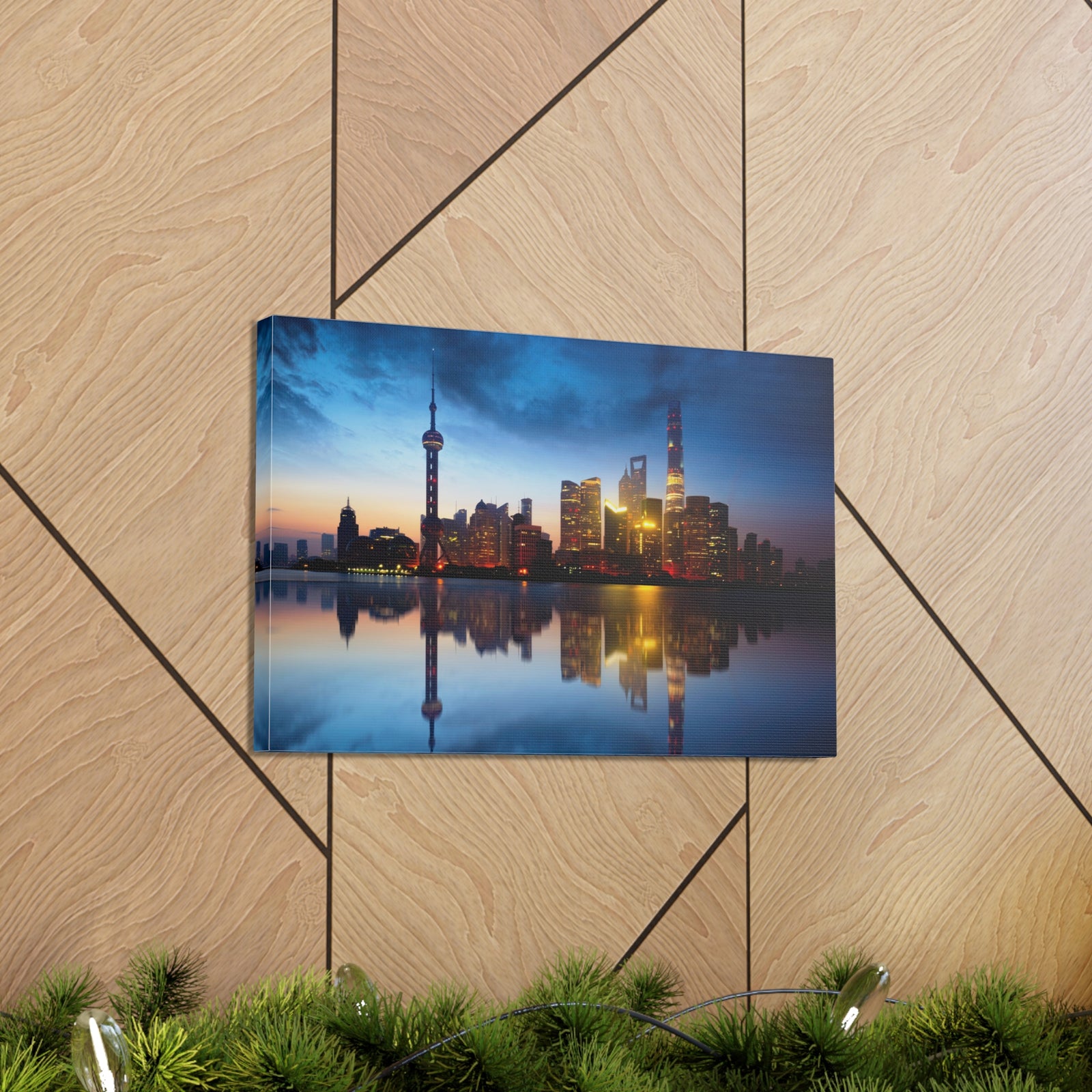 Shanghai Night Skyline Canvas Artwork High-Quality Breathtaking Stunning Cityscape for Home Decor Ready to Hang-Express Your Love Gifts