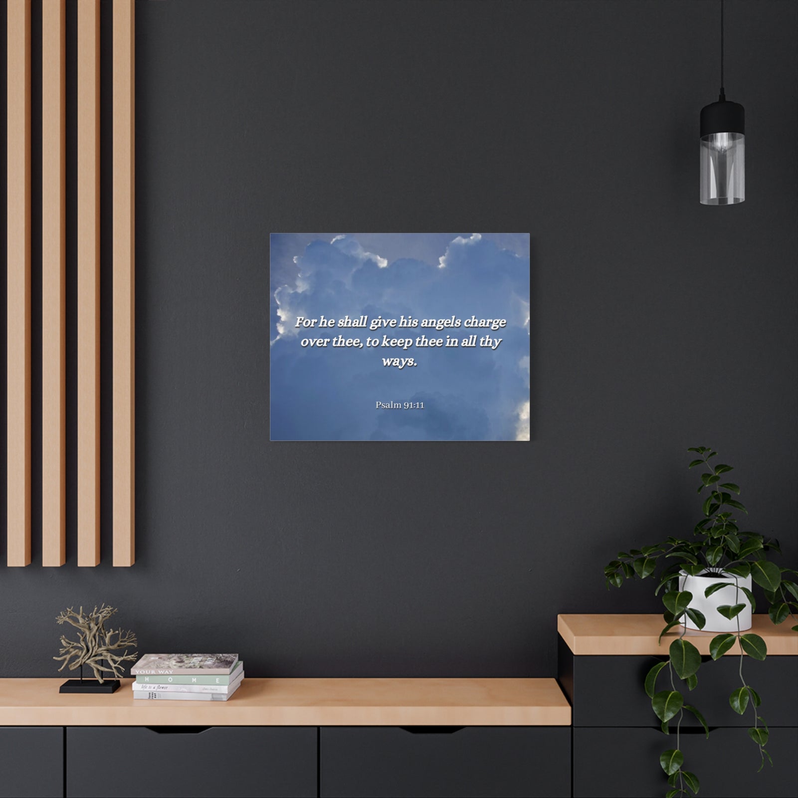 Scripture Canvas Angels Over Thee Psalm 91:11 Christian Wall Art Bible Verse Print Ready to Hang-Express Your Love Gifts