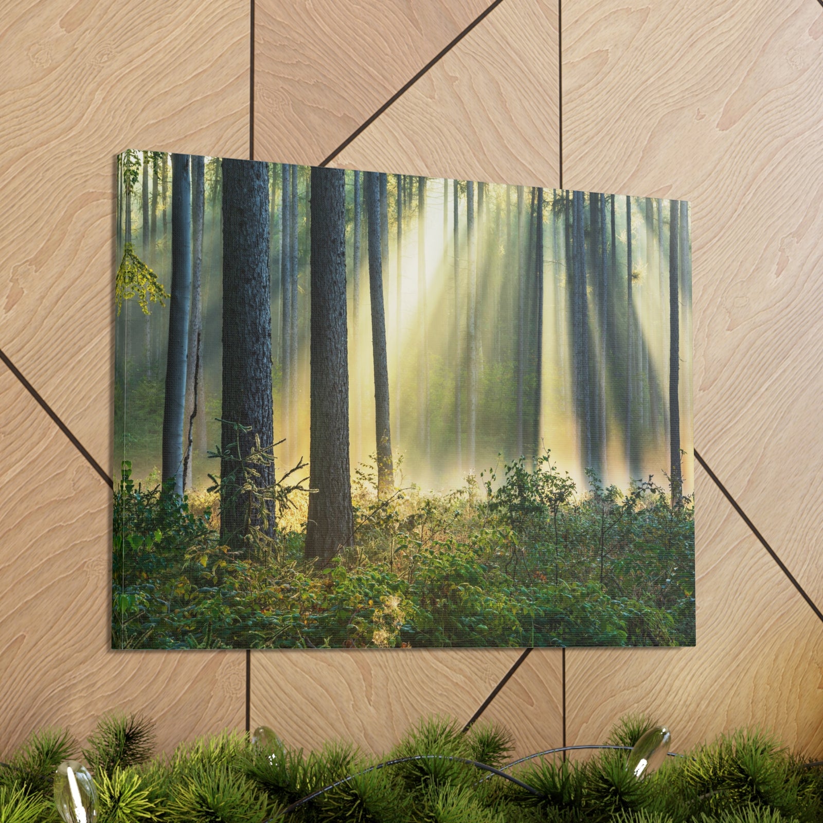 Sunrise Green Forest Nature Wilderness Photography Canvas Wall Art for Home Decor Ready-to-Hang-Express Your Love Gifts