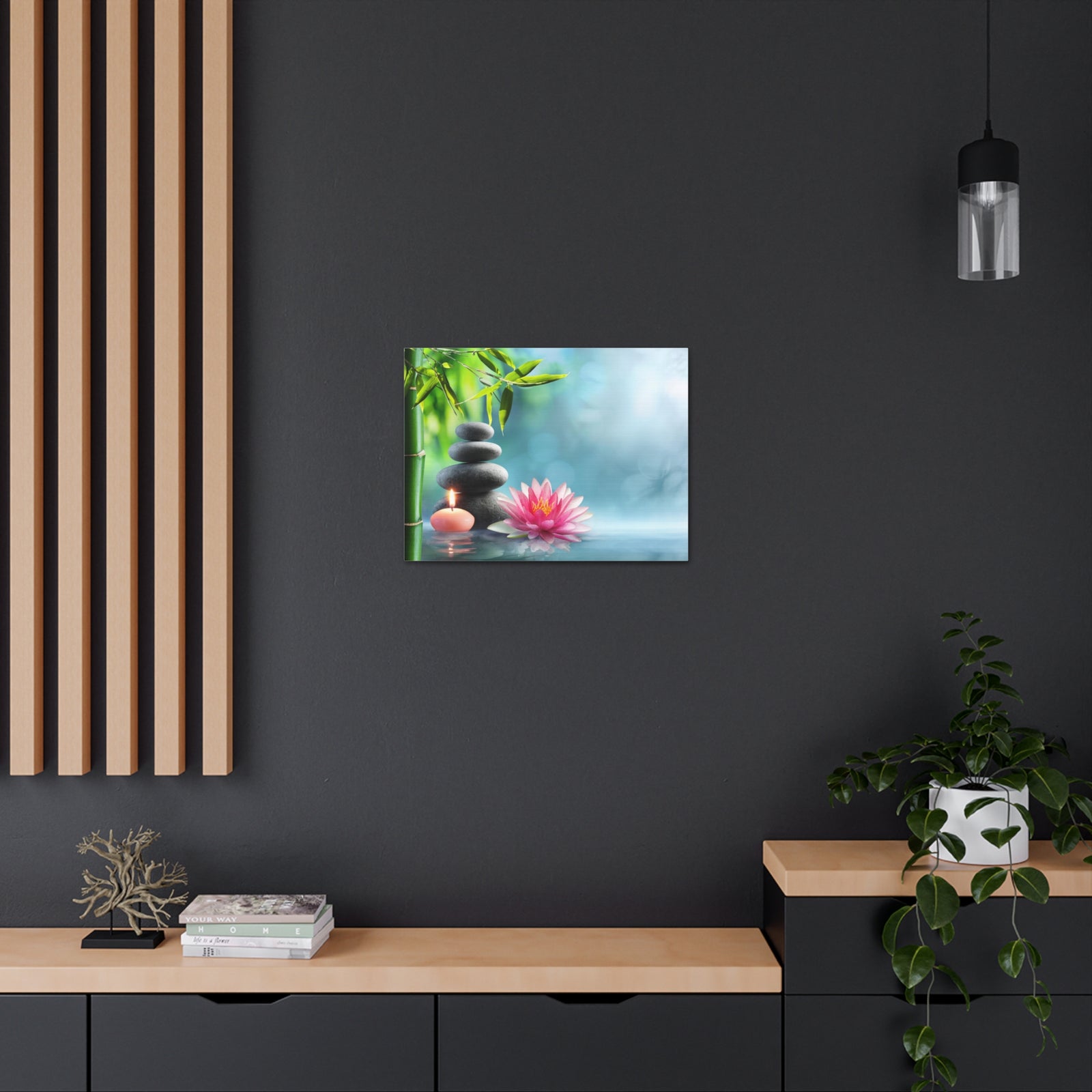 Massage Stones and Waterlily Forest Floral Nature Photography Canvas Wall Art for Home Decor Ready-to-Hang-Express Your Love Gifts