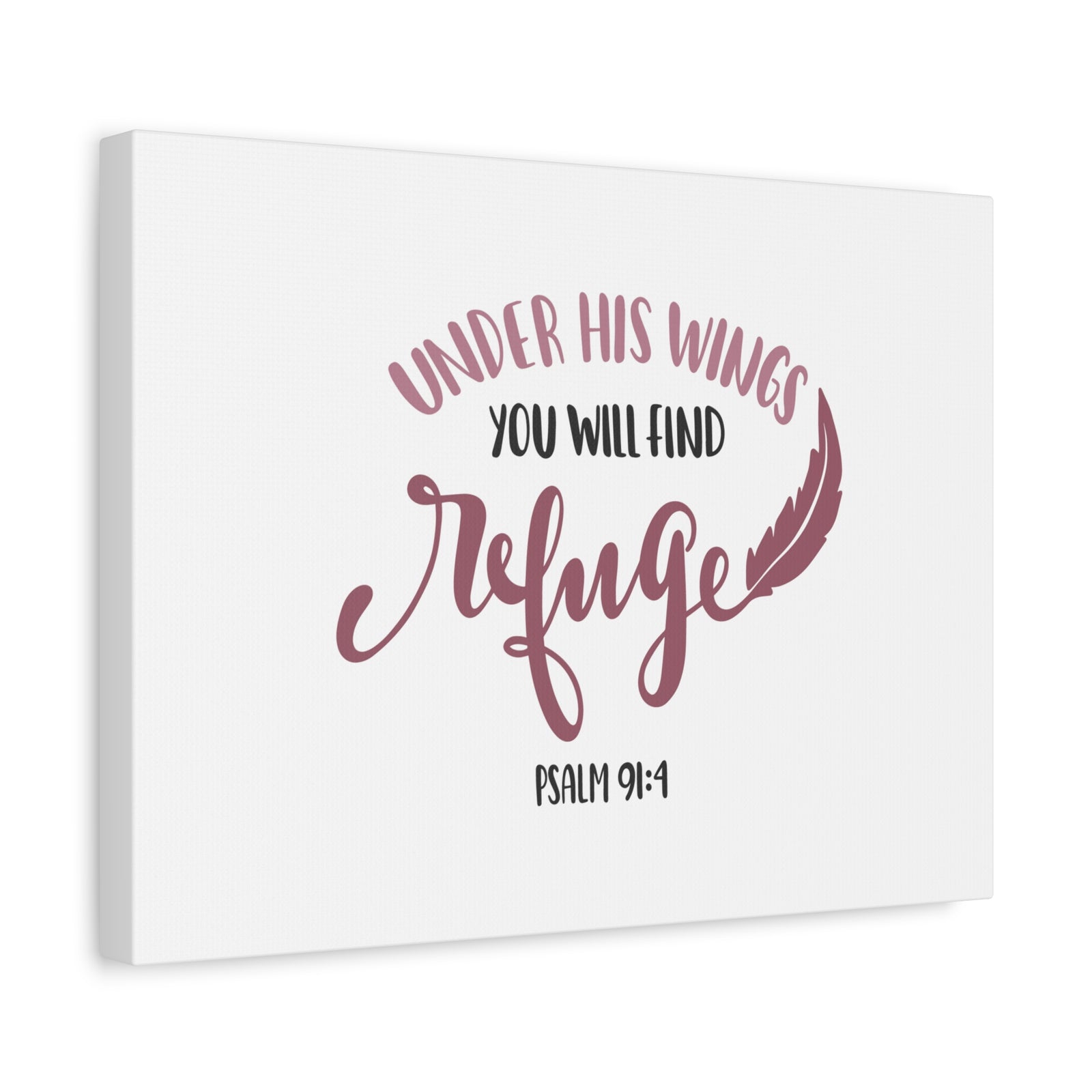 Scripture Canvas Find Refuge Psalm 91:4 Christian Wall Art Bible Verse Print Ready to Hang-Express Your Love Gifts