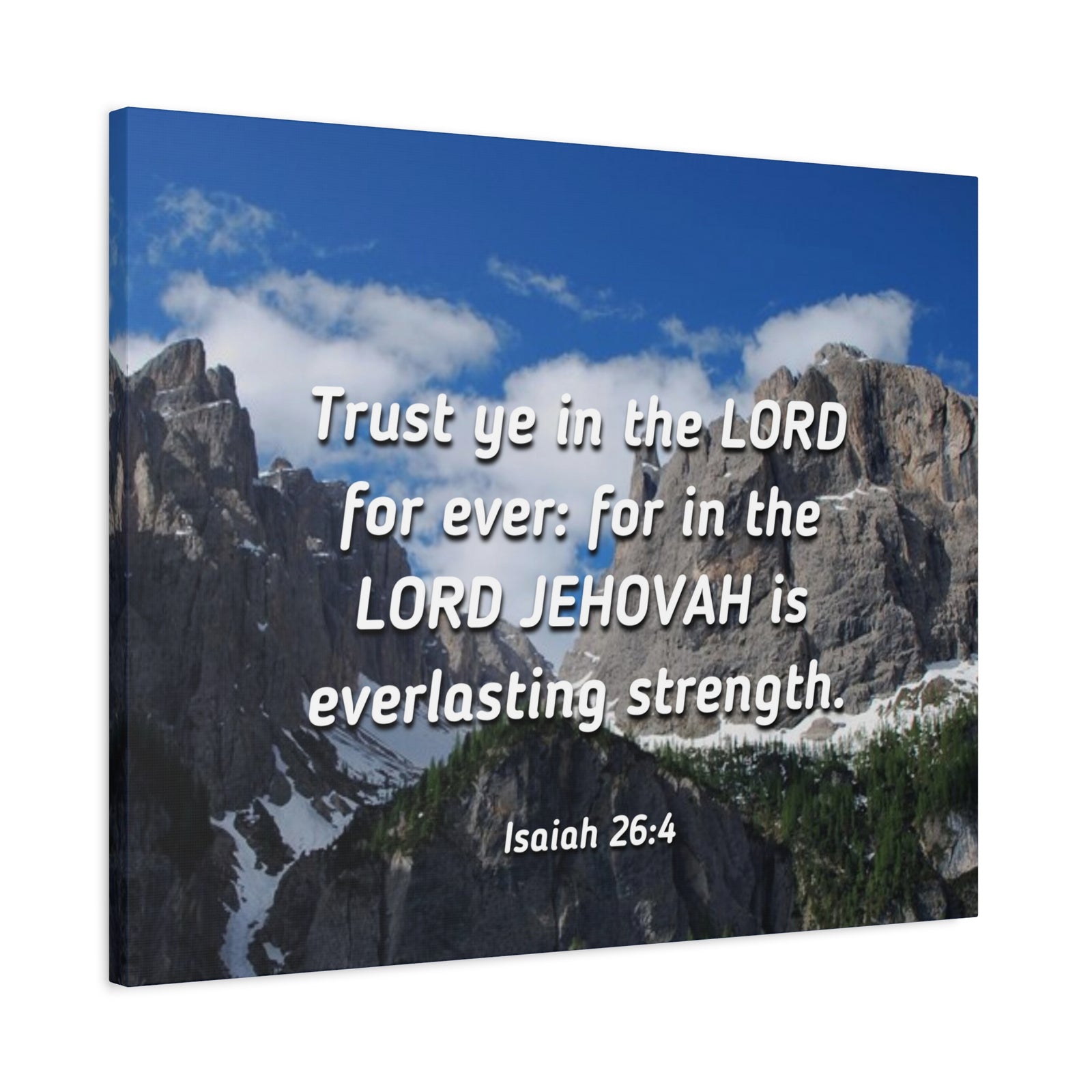 Scripture Canvas Everlasting Strength Isaiah 26:4 Christian Wall Art Bible Verse Print Ready to Hang-Express Your Love Gifts