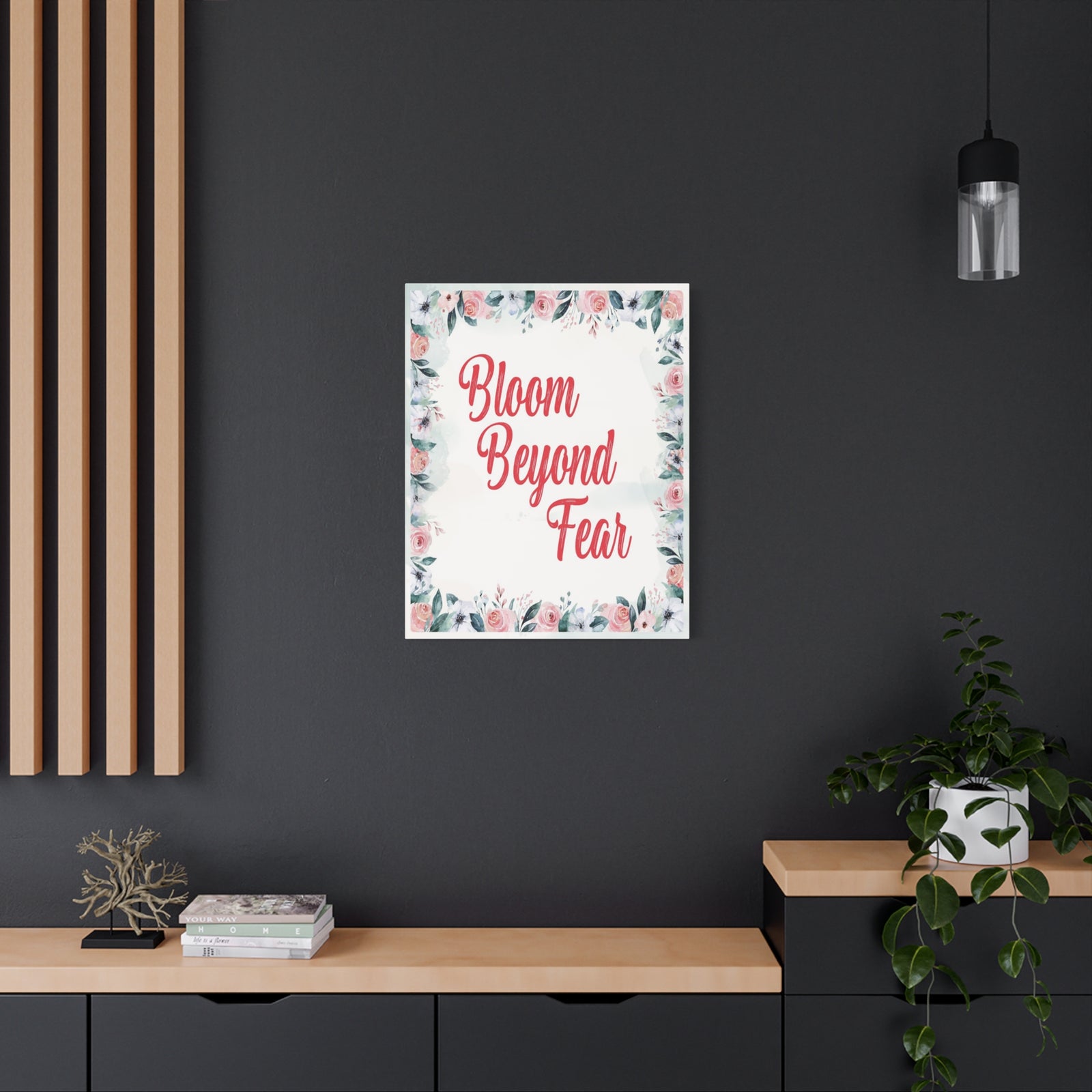 Bloom Beyond Fear Inspirational Motivational Quote Canvas Wall Art for Home Decor Ready-to-Hang-Express Your Love Gifts