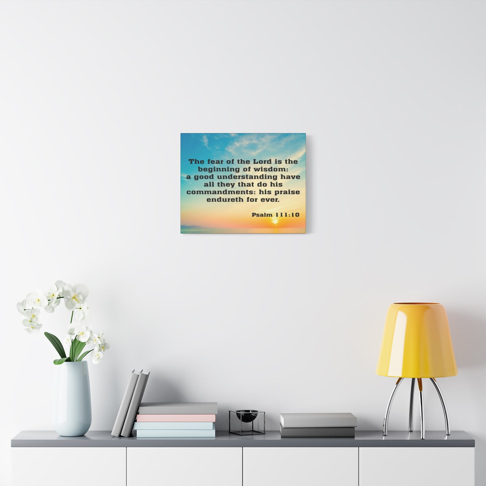 Bible Verse Canvas The Fear of The Lord is The Beginning of Wisdom Psalm 111:10 Christian Home Décor Wall Art Scripture Ready to Hang Faith Print-Express Your Love Gifts