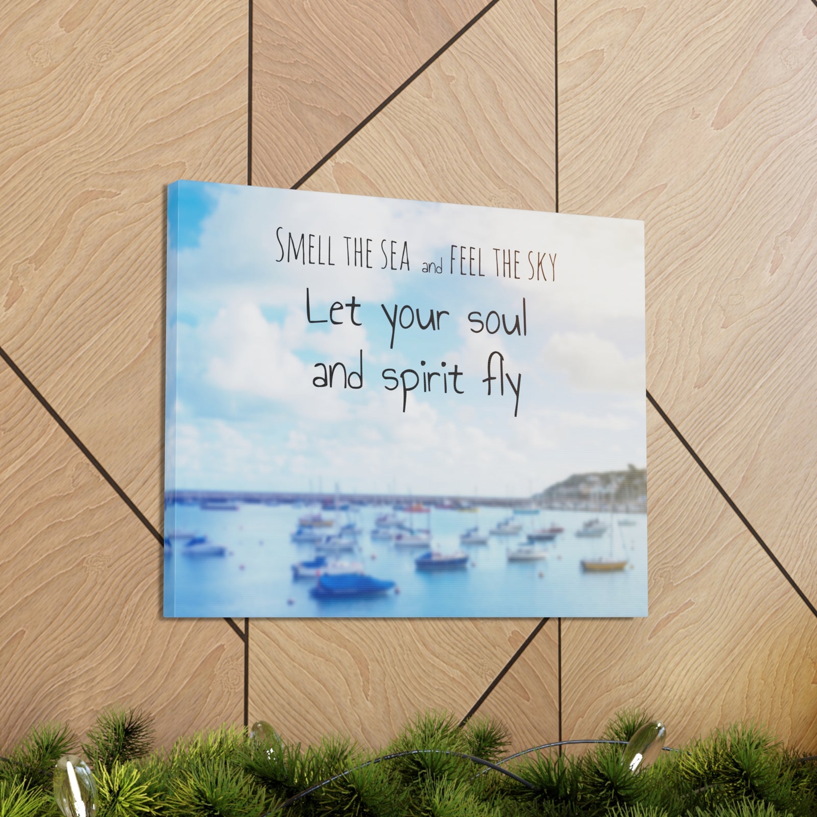 Inspirational Quote Canvas Smell The Sea And Feel The Sky Motivational Print Ready to Hang Artwork-Express Your Love Gifts