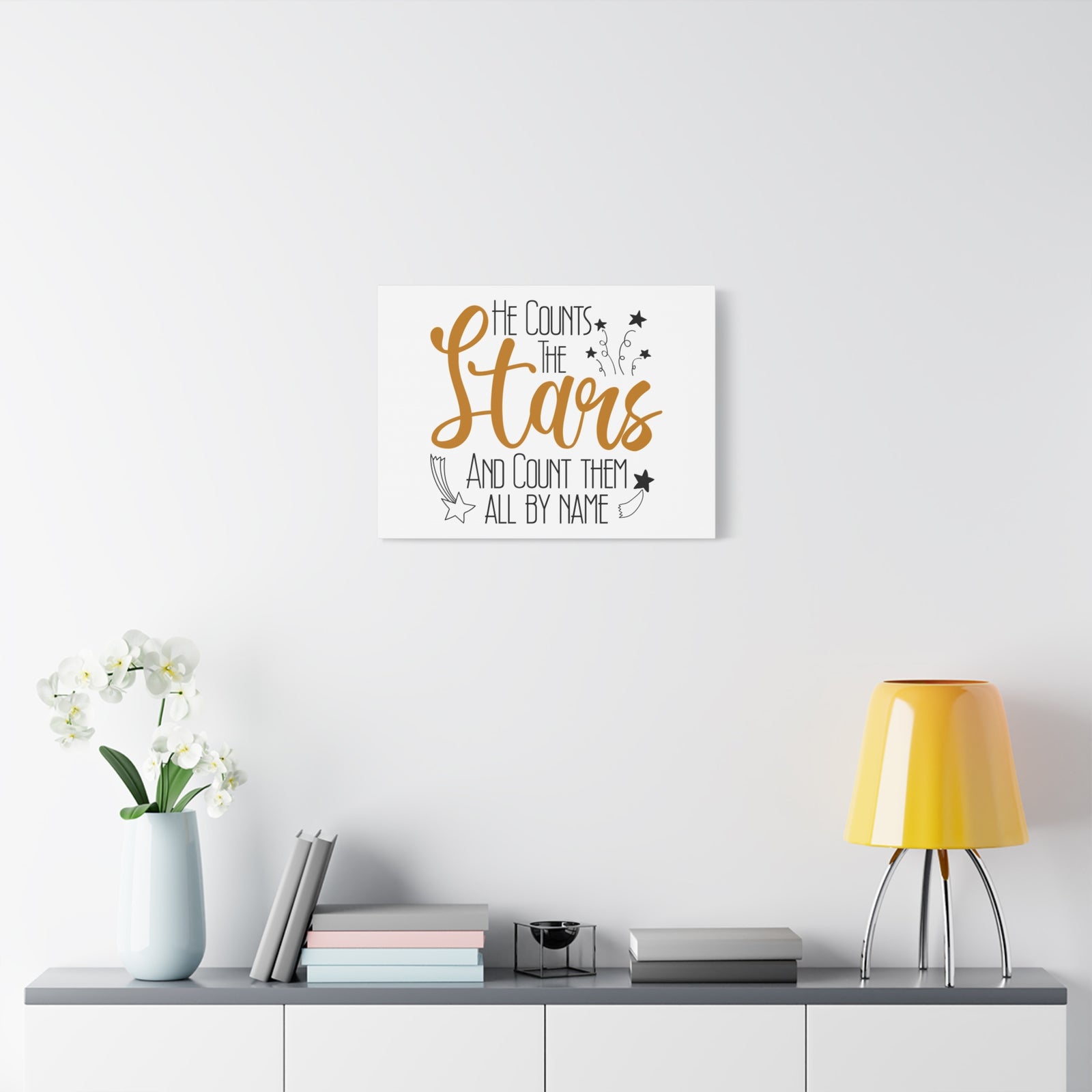 Scripture Canvas He Counts The Stars Psalm 147:4 Christian Wall Art Bible Verse Print Ready to Hang-Express Your Love Gifts