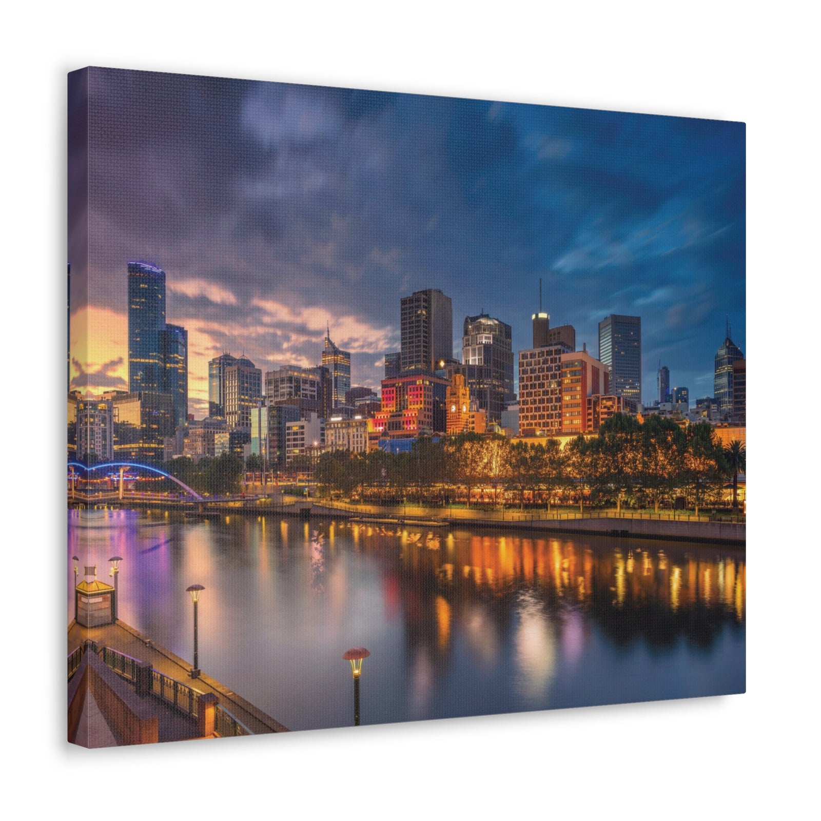 Melbourne Night Skyline Canvas Artwork High-Quality Breathtaking Stunning Cityscape for Home Decor Ready to Hang-Express Your Love Gifts
