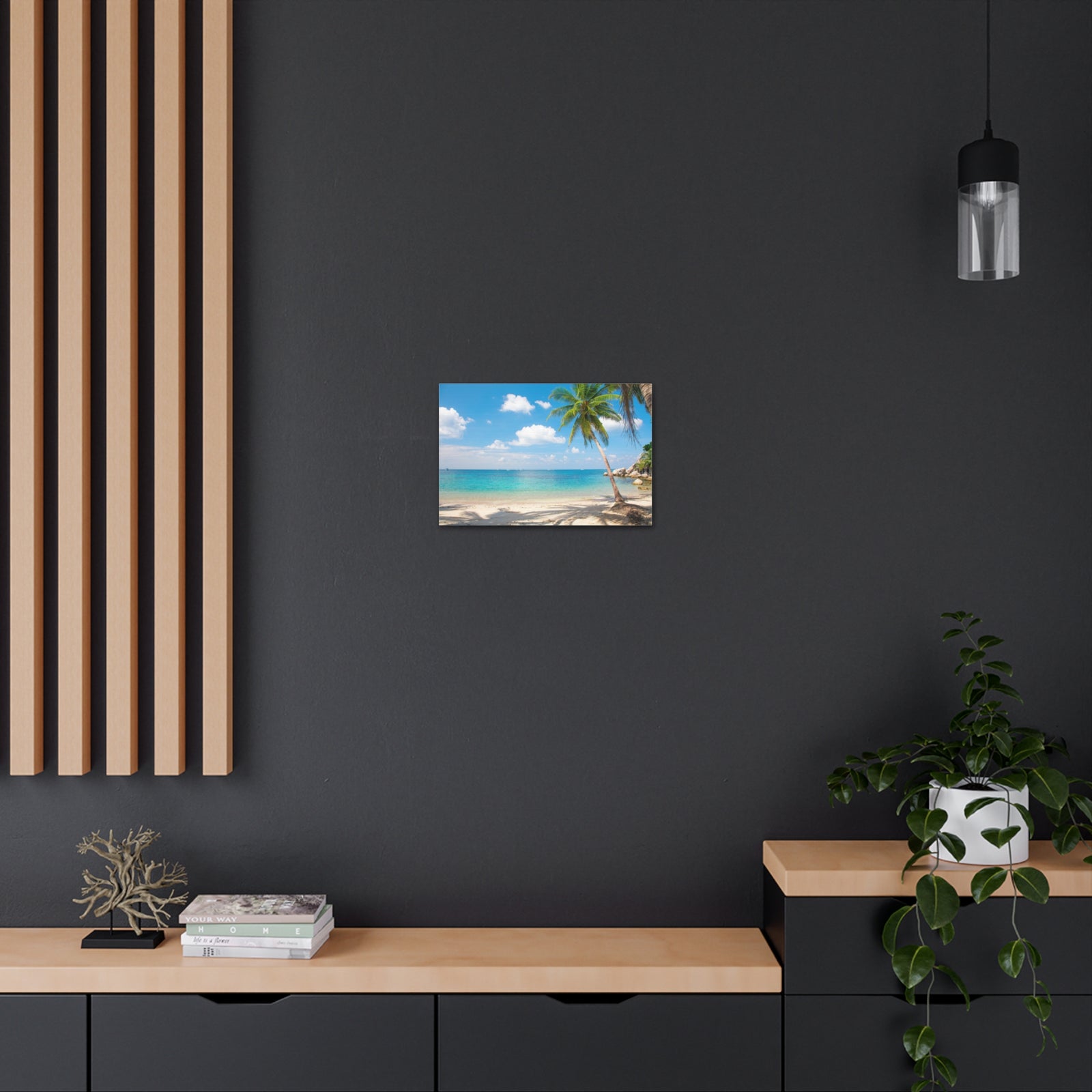 Tropical Beach With Coconut Palm Tree Ocean Canvas Wall Art for Home Decor Ready-to-Hang-Express Your Love Gifts